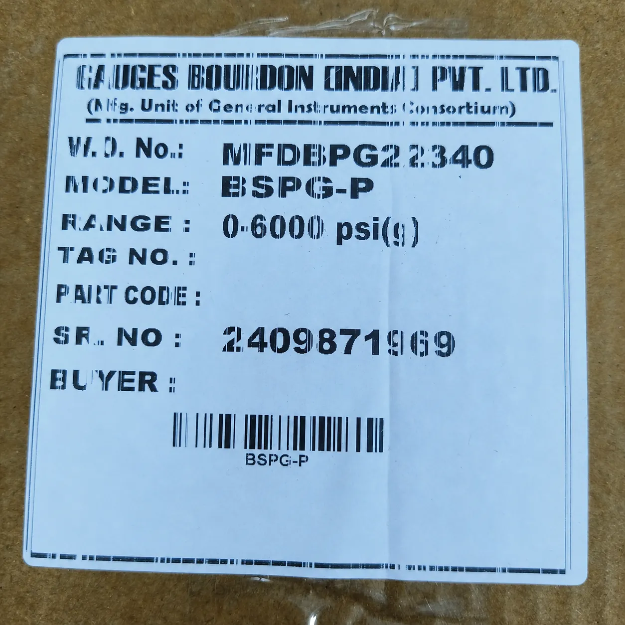 General Instruments Pressure Gauge BSPG-P, 0...6000 psi, 2nd Scale bar, 6" Dial, 1/2" Male NPT Lower Back Mount With Front Flange, SS Body & Parts, BSPG-P-150-S4S-S6S-S6S-S4S-T15NTM-(0-6000)-PSI/BAR-DUS - image 2