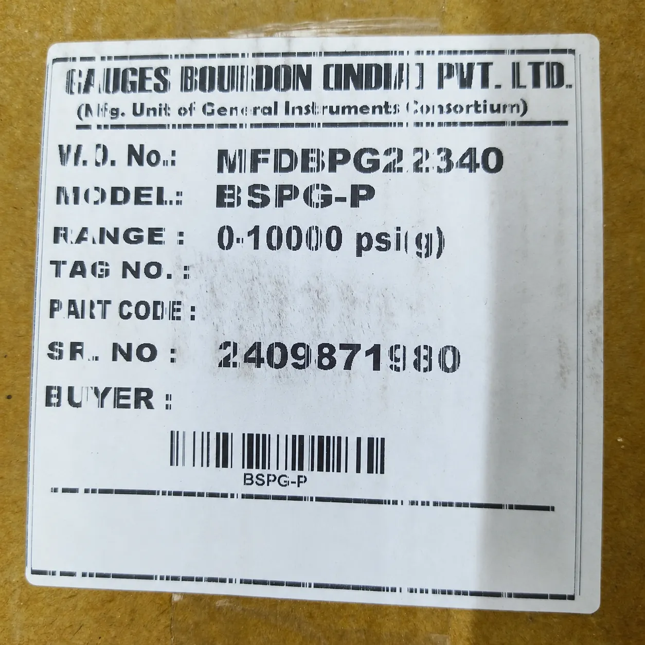 General Instruments Pressure Gauge BSPG-P, 0...10000 psi, 2nd Scale bar, 6" Dial, 1/2" Male NPT Lower Back Mount With Front Flange, SS Body & Parts, BSPG-P-150-S4S-S6S-S6S-S4S-T15NTM-(0-10000)-PSI/BAR-DUS - image 2