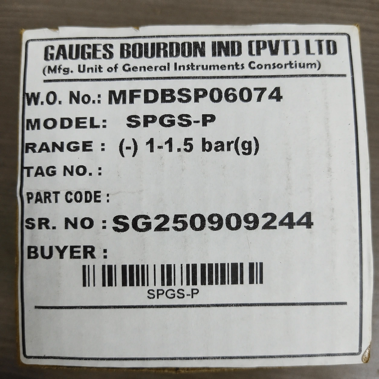 General Instruments Compound Gauge SPGS-P, -1...1.5 bar, 2nd Scale psi, 2.5" Dial, 1/4" Male NPT Back Mount With Front Flange, SS Body & Parts, SPGS-P-063-S4S-S6S-S6S-S4S-T06NTM-(-1-1.5)-BAR/PSI-A16-DUS - image 2
