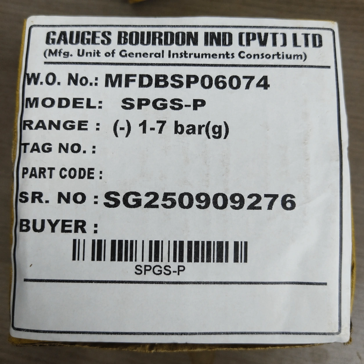 General Instruments Compound Gauge SPGS-P, -1...7 bar, 2nd Scale psi, 2.5" Dial, 1/4" Male NPT Back Mount With Front Flange, SS Body & Parts, SPGS-P-063-S4S-S6S-S6S-S4S-T06NTM-(-1-7)-BAR/PSI-A16-DUS - image 2