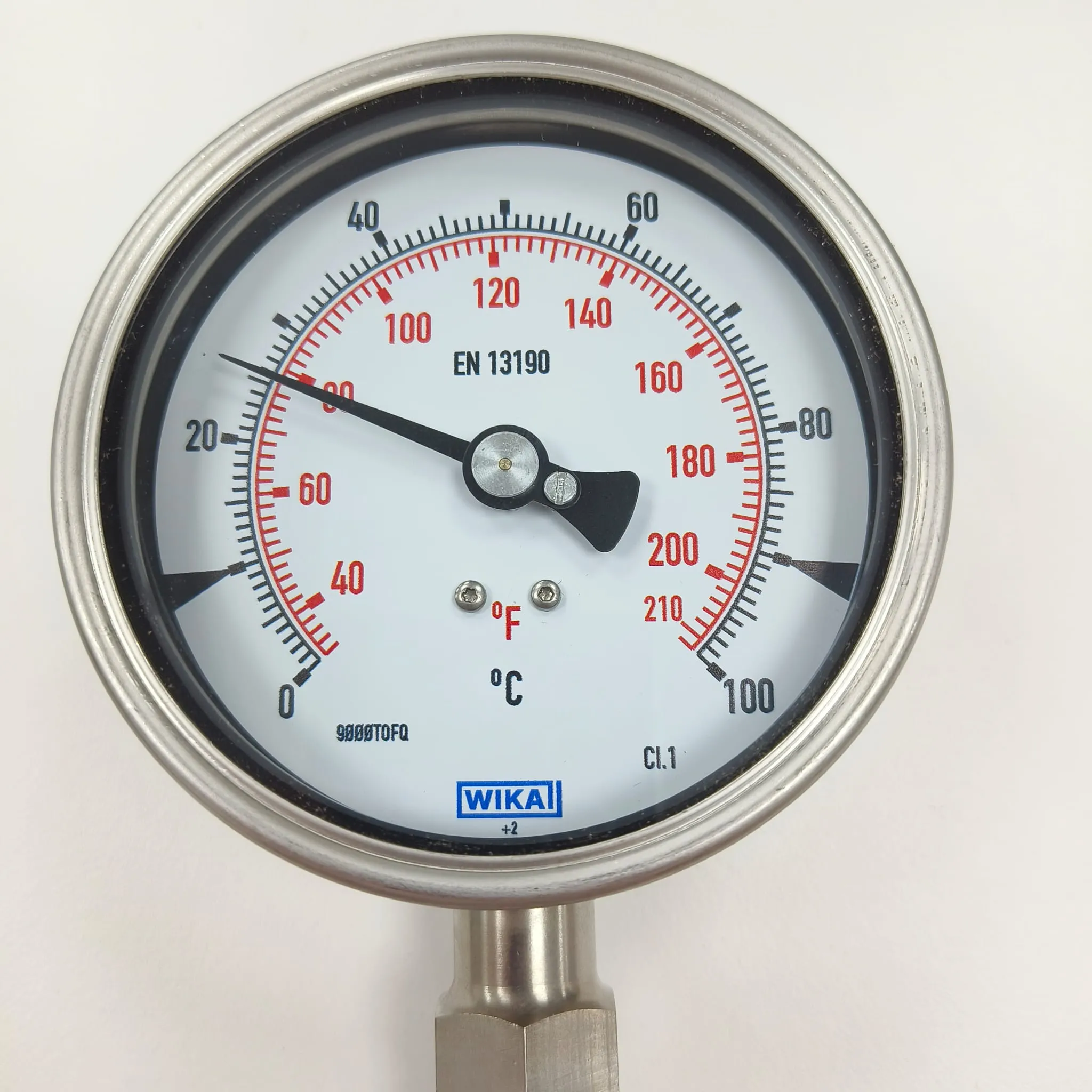 WIKA R5502 Bimetal Thermometer, 0 ... 100 °C, 4" Dial Size, 1/2" Male NPT Bottom Connection, 80 mm Stem Length, 84095915 - image 3