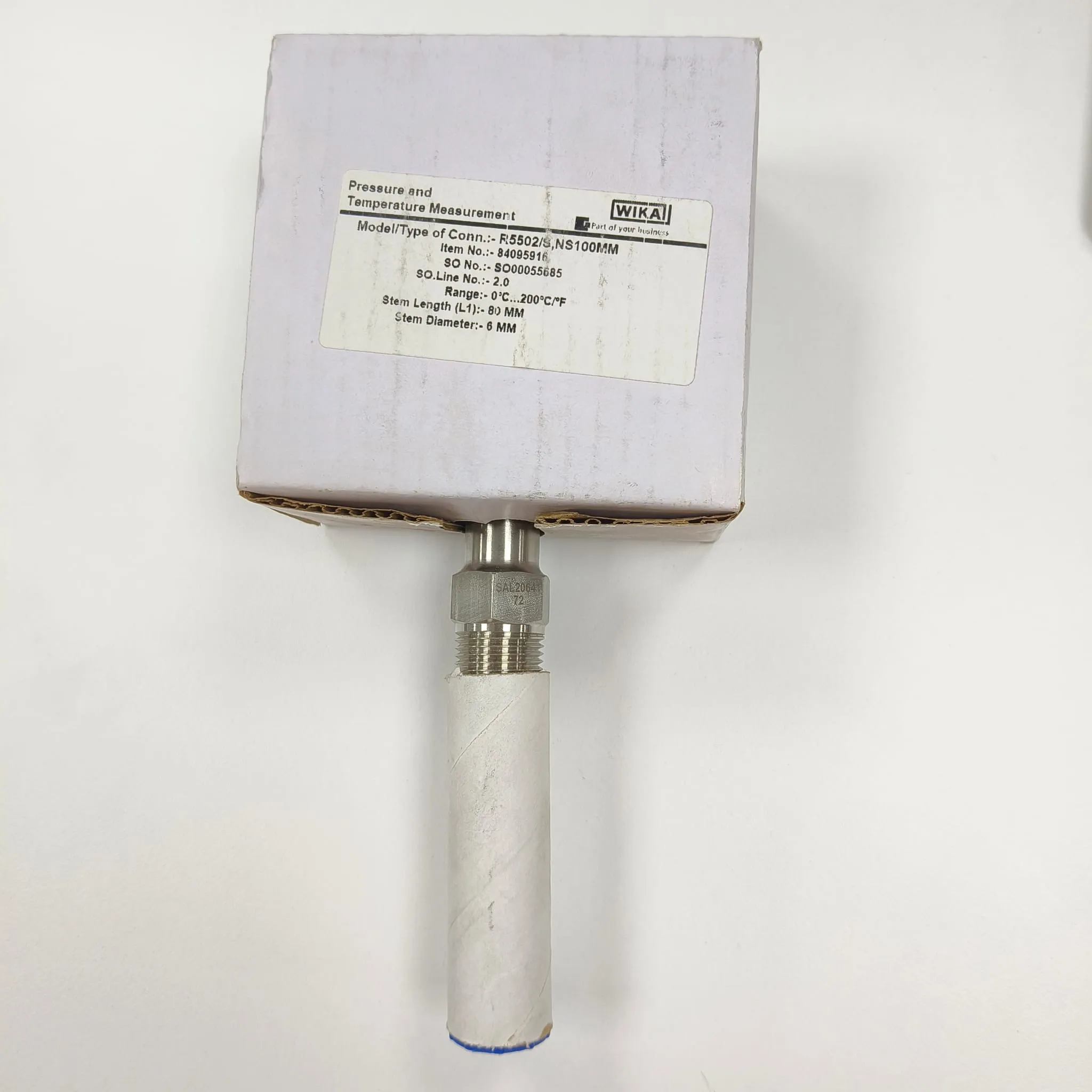 WIKA R5502 Bimetal Thermometer, 0...200 °C, 4" Dial Size, 1/2" Male NPT Bottom Connection, 80 mm Stem Length, 84095916 - image 2