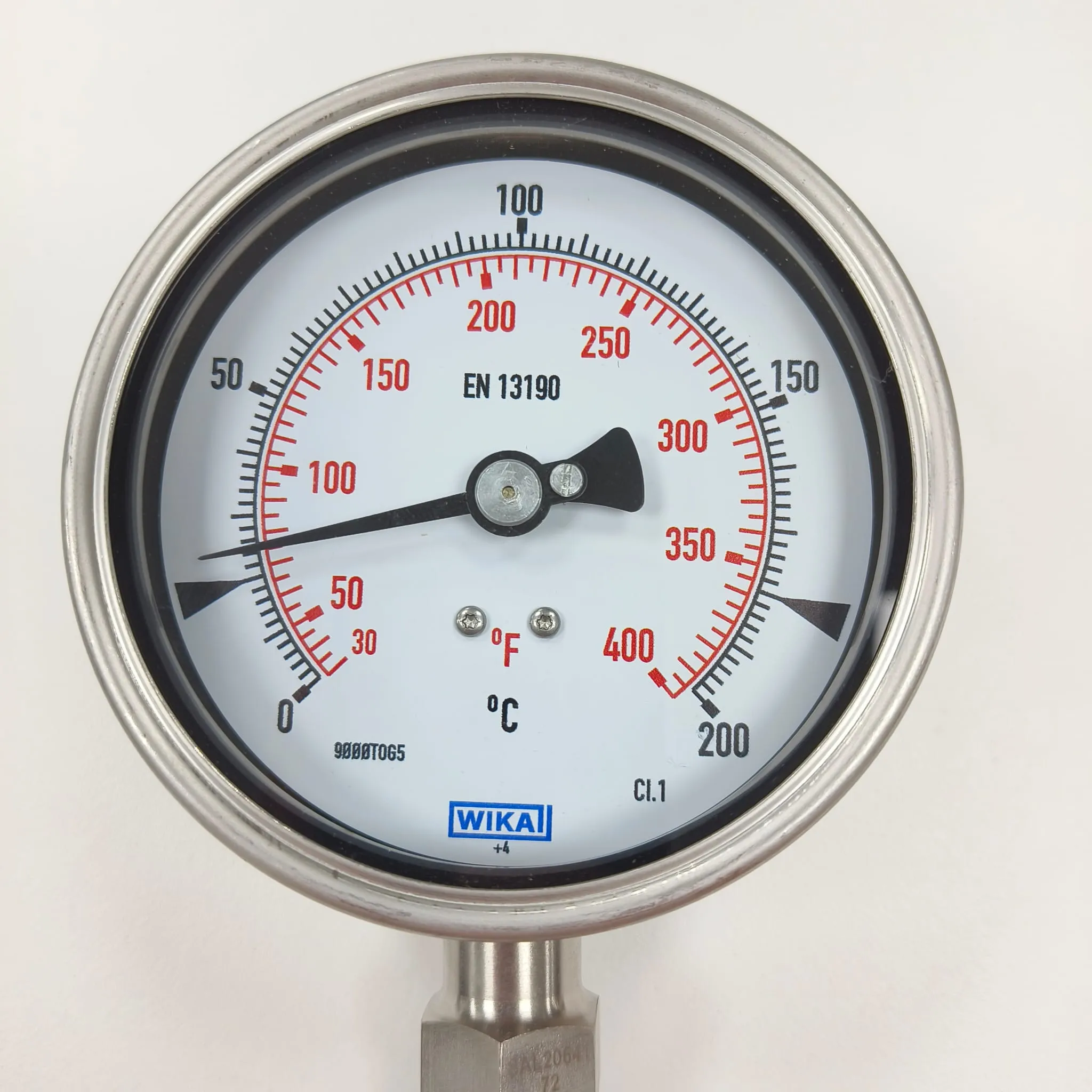 WIKA R5502 Bimetal Thermometer, 0...200 °C, 4" Dial Size, 1/2" Male NPT Bottom Connection, 80 mm Stem Length, 84095916 - image 3