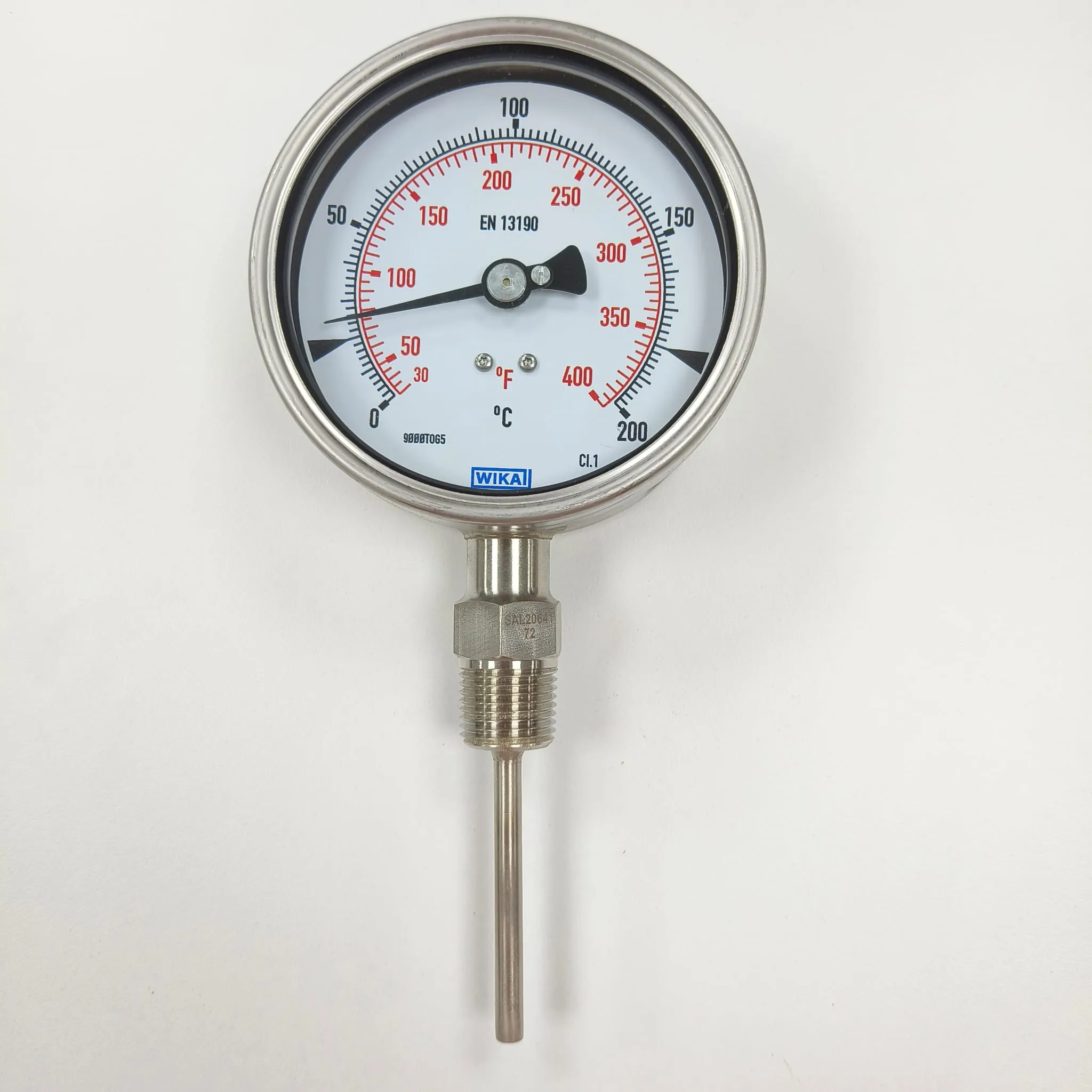 WIKA R5502 Bimetal Thermometer, 0...200 °C, 4" Dial Size, 1/2" Male NPT Bottom Connection, 80 mm Stem Length, 84095916 - image 4
