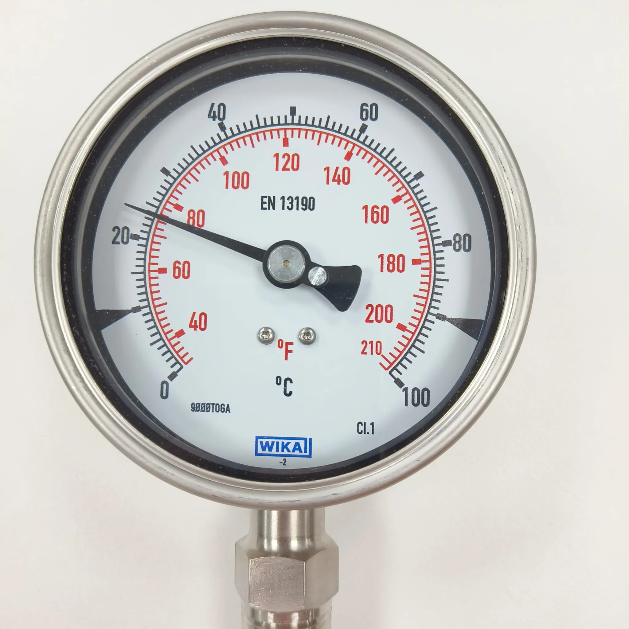 WIKA R5502 Bimetal Thermometer, 0...100 °C, 4" Dial Size, 1/2" Male NPT Bottom Connection, 100 mm Stem Length, 84095917 - image 3