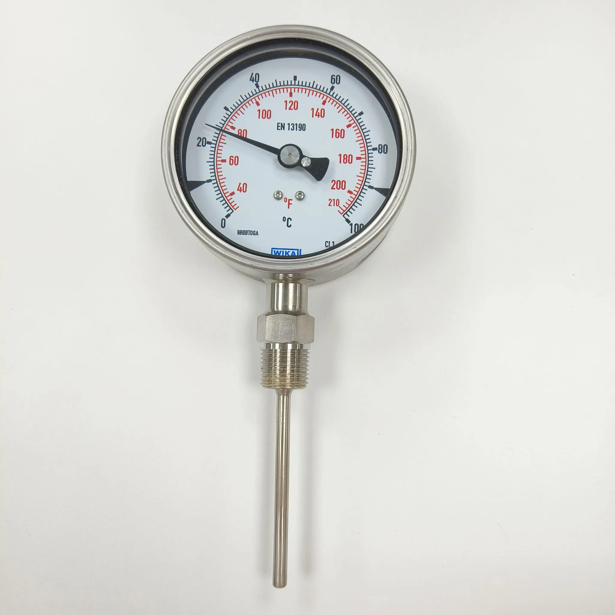WIKA R5502 Bimetal Thermometer, 0...100 °C, 4" Dial Size, 1/2" Male NPT Bottom Connection, 100 mm Stem Length, 84095917 - image 4