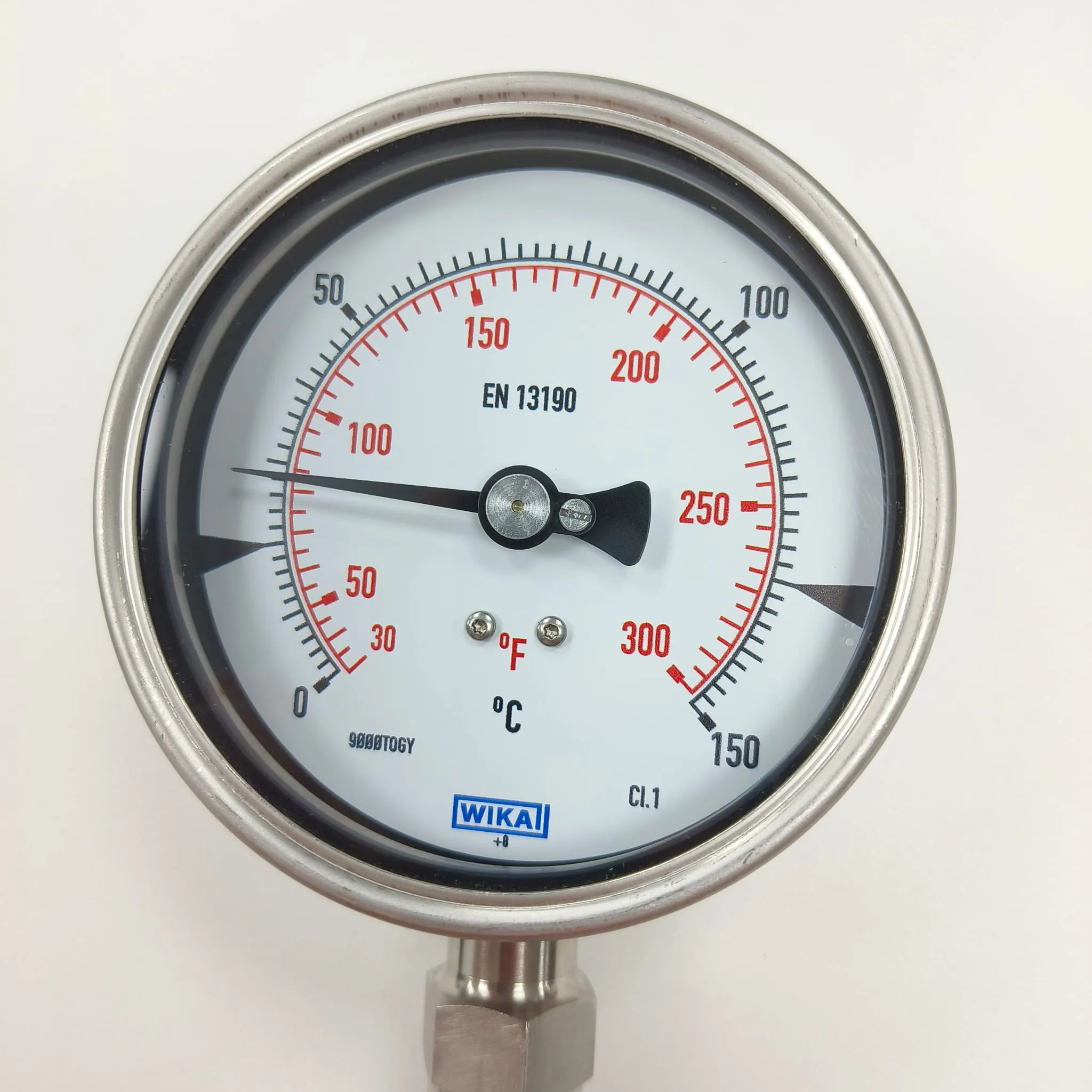 WIKA R5502 Bimetal Thermometer, 0...150 °C, 4" Dial Size, 1/2" Male NPT Bottom Connection, 100 mm Stem Length, 84095918 - image 3