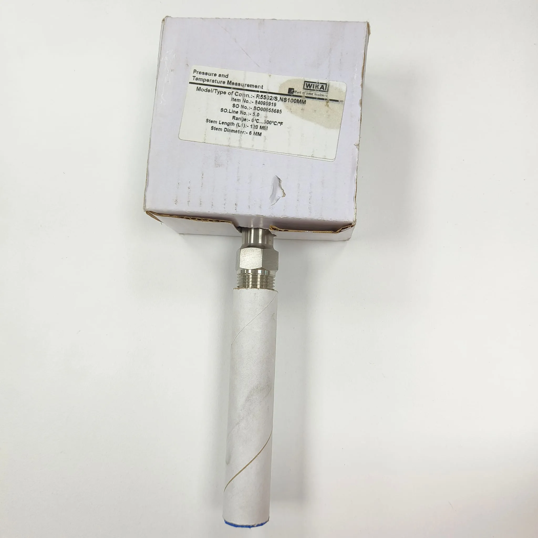 WIKA R5502 Bimetal Thermometer, 0...300 °C, 4" Dial Size, 1/2" Male NPT Bottom Connection, 120 mm Stem Length, 84095919 - image 2