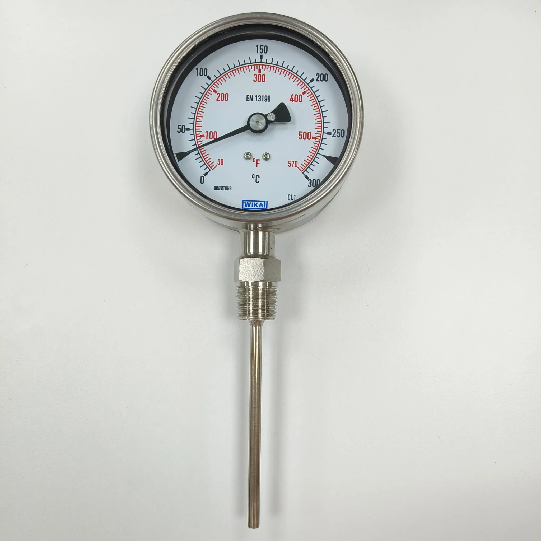 WIKA R5502 Bimetal Thermometer, 0...300 °C, 4" Dial Size, 1/2" Male NPT Bottom Connection, 120 mm Stem Length, 84095919 - image 4