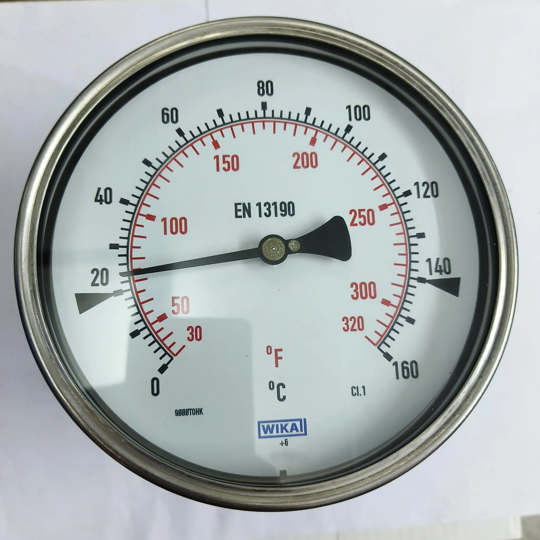 WIKA S5551 Bimetal Thermometer, 0...160 °C, 6" Dial Size, 1/2" Male NPT Fitting with 360° Adjustable stem, 350 mm Stem Length, 65948112 - image 3