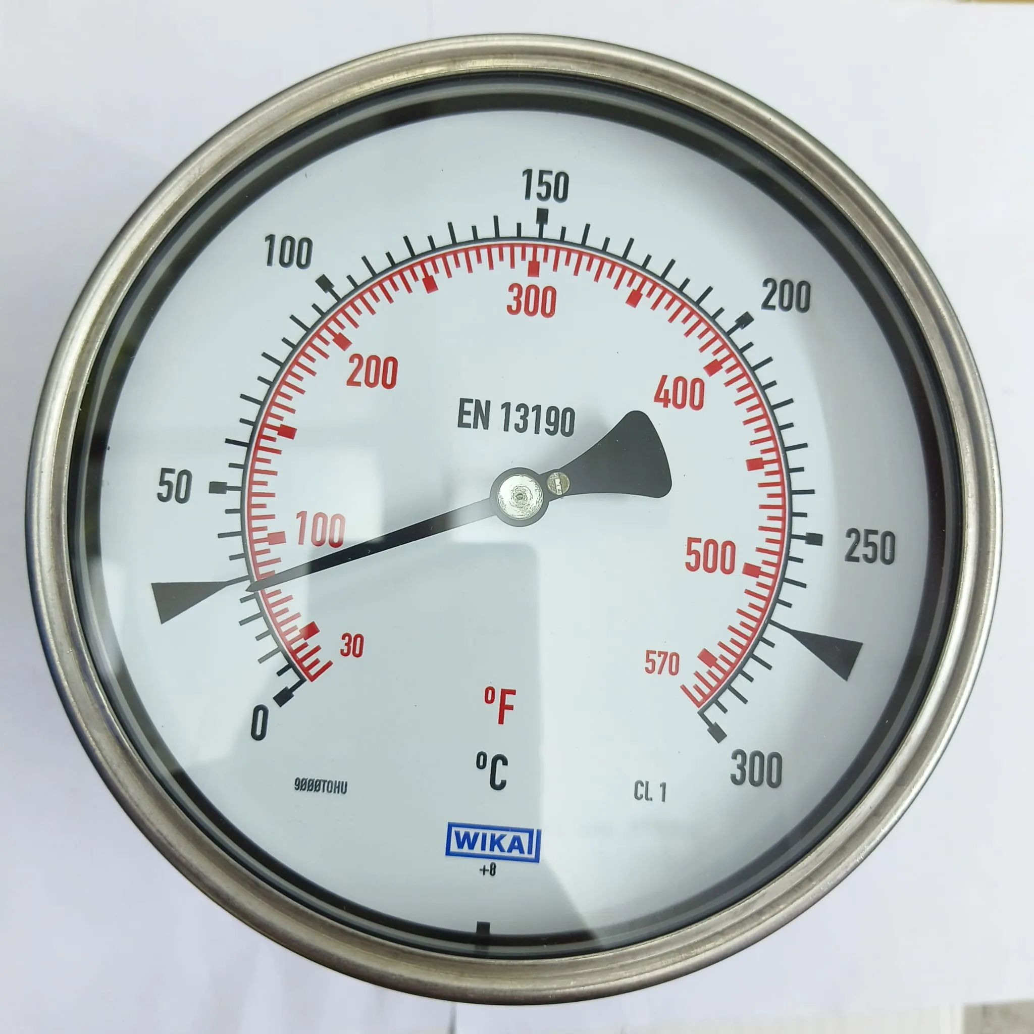 WIKA S5551 Bimetal Thermometer, 0...300 °C, 6" Dial Size, 1/2" Male NPT Fitting with 360° Adjustable stem, 350 mm Stem Length, 84095924 - image 3