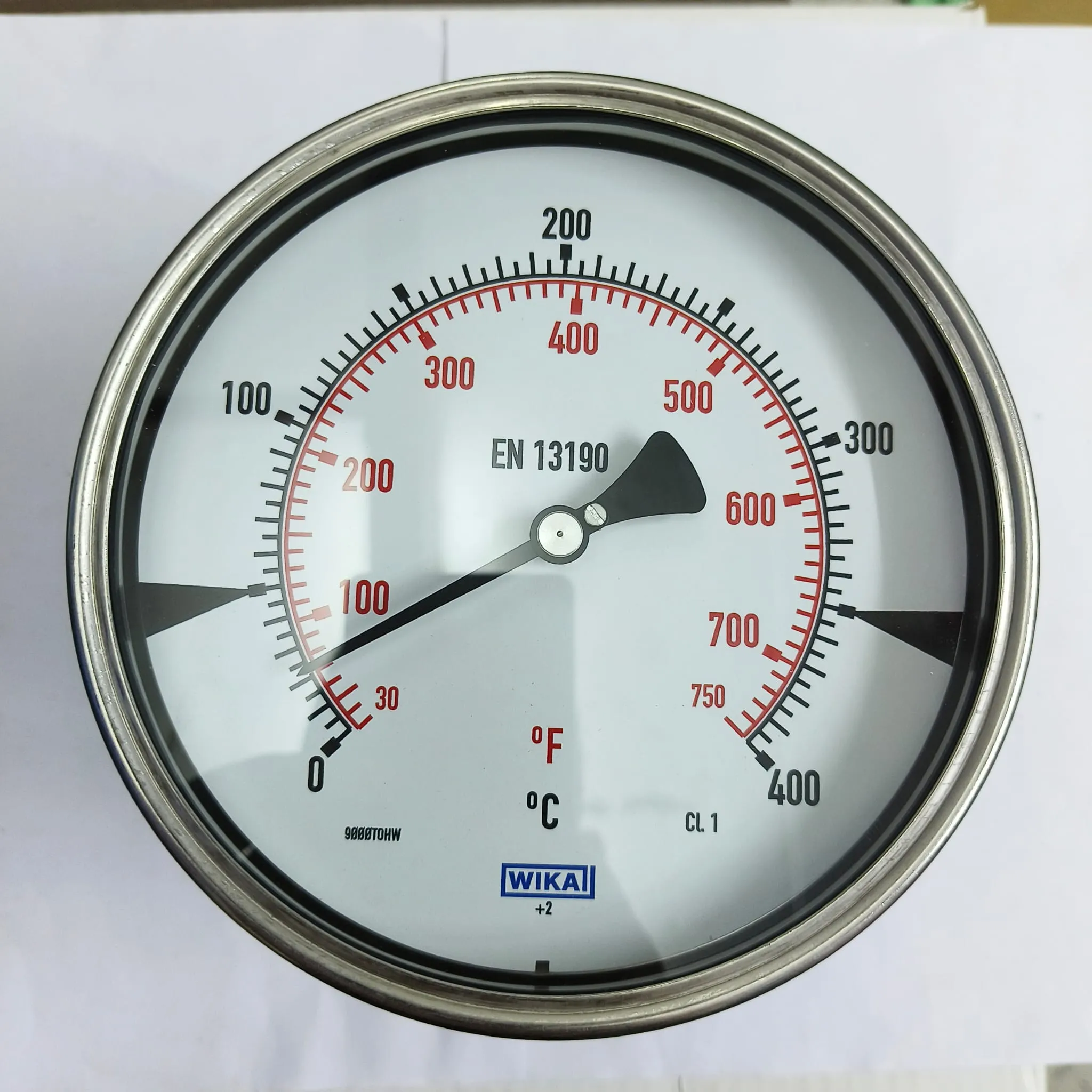 WIKA S5551 Bimetal Thermometer, 0...400 °C, 6" Dial Size, 1/2" Male NPT Fitting with 360° Adjustable stem, 350 mm Stem Length, 84095925 - image 3