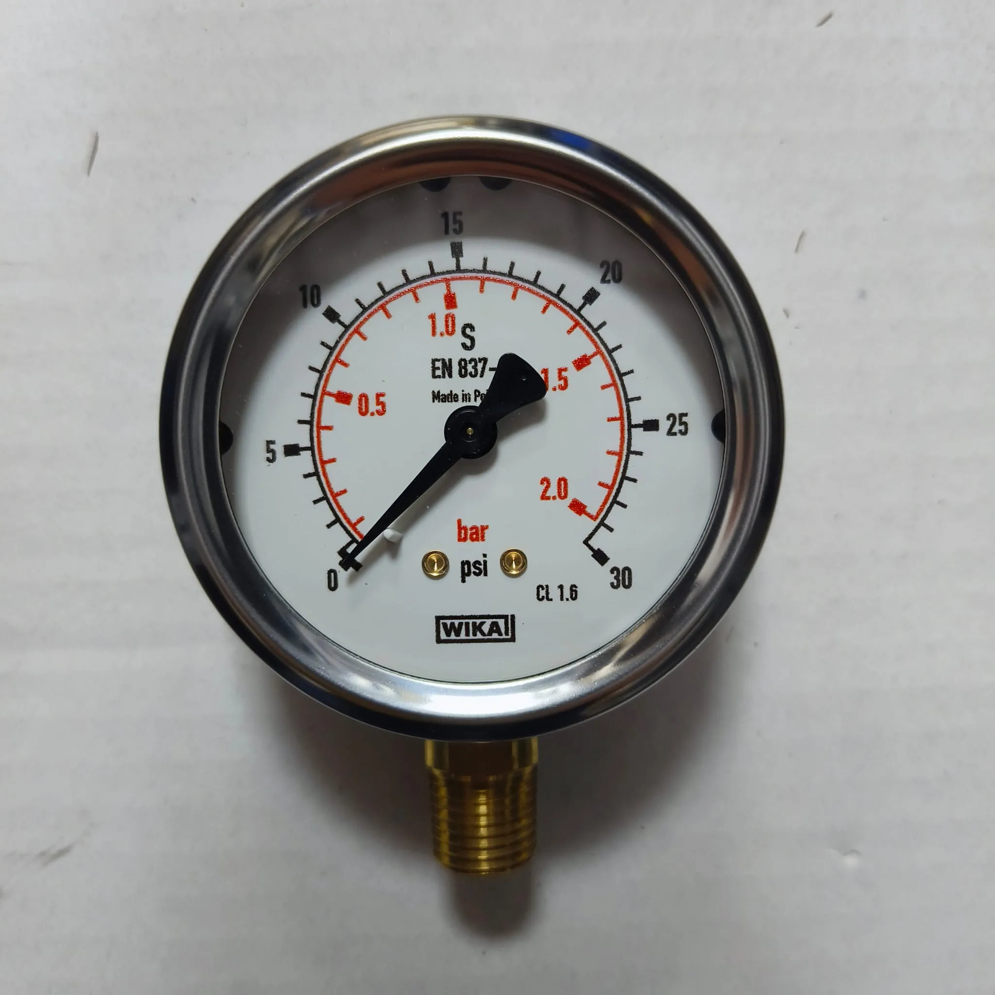 WIKA Pressure Gauge 213.53.063, 0...30 psi, Dual Scale, 2.5" Dial, 1/4" Male NPT Lower Mount, 84254728 - image 3