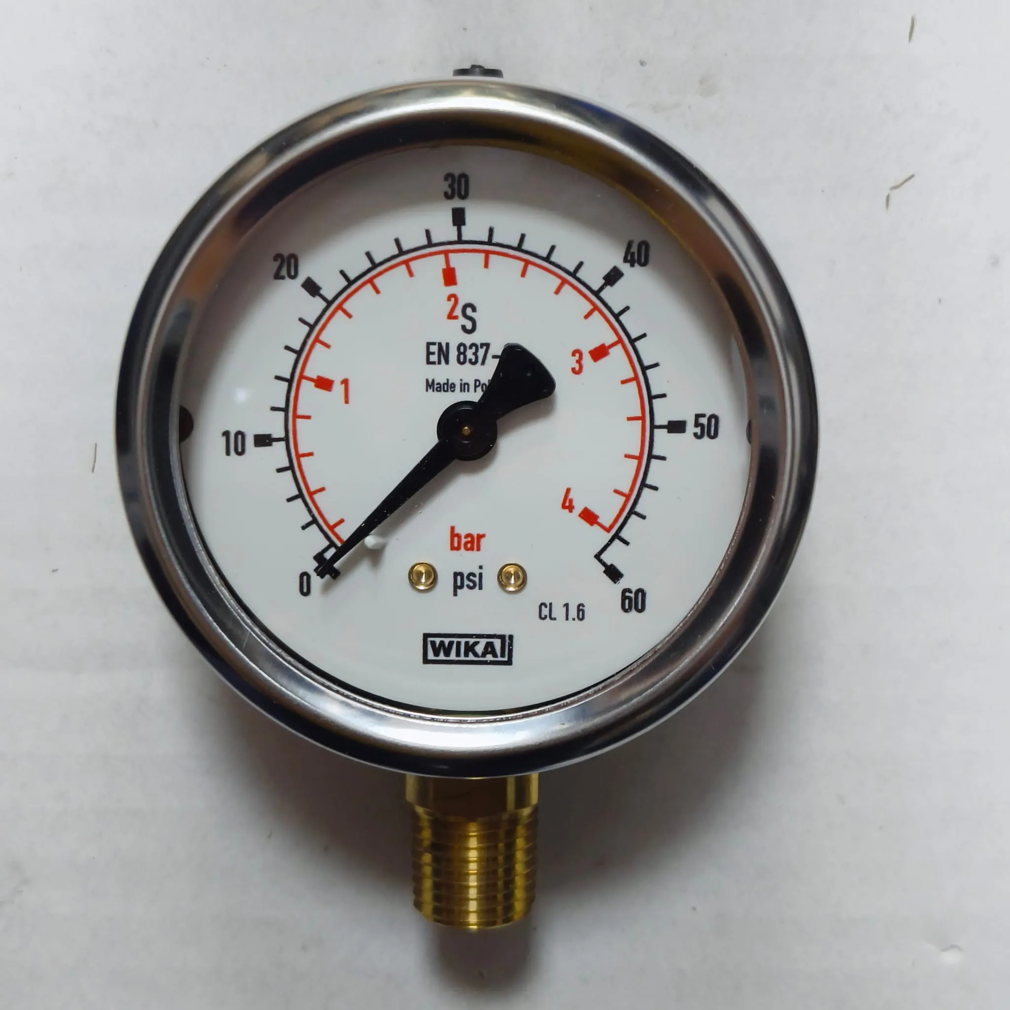 WIKA Pressure Gauge 213.53.063, 0...60 psi, Dual Scale, 2.5" Dial, 1/4" Male NPT Lower Mount, 14094910 - image 3
