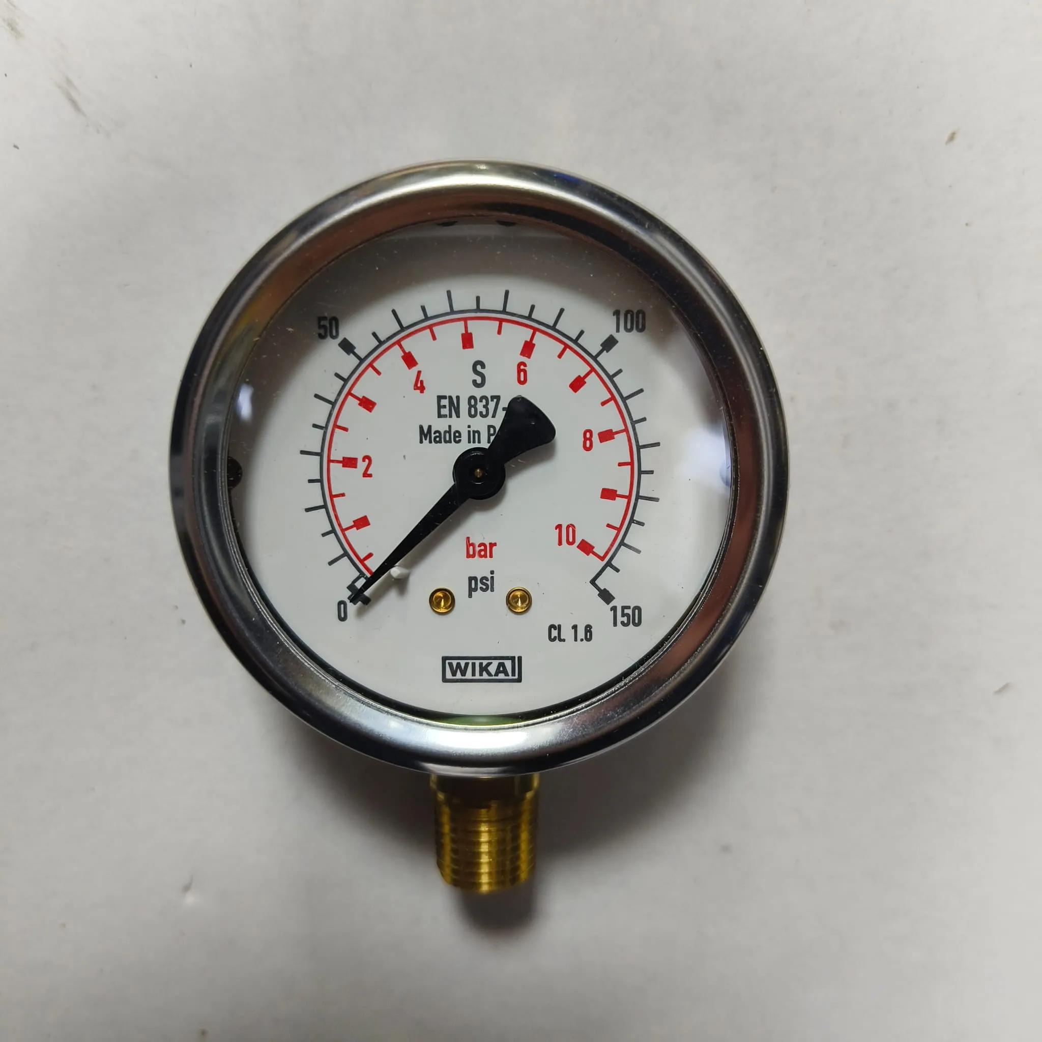 WIKA Pressure Gauge 213.53.063, 0...150 psi, Dual Scale, 2.5" Dial, 1/4" Male NPT Lower Mount, 14094911 - image 3