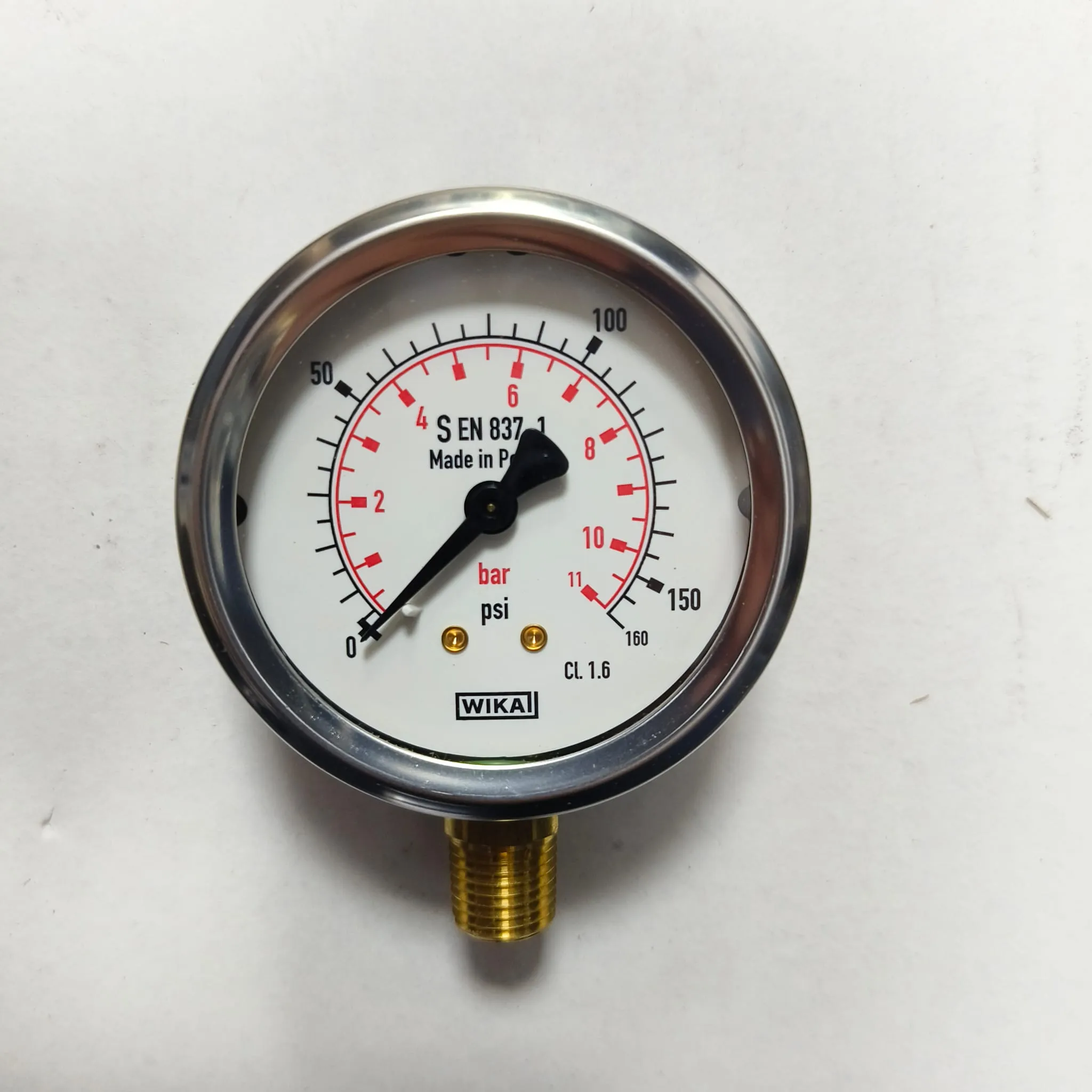 WIKA Pressure Gauge 213.53.063, 0...160 psi, Dual Scale, 2.5" Dial, 1/4" Male NPT Lower Mount, 39939456 - image 3