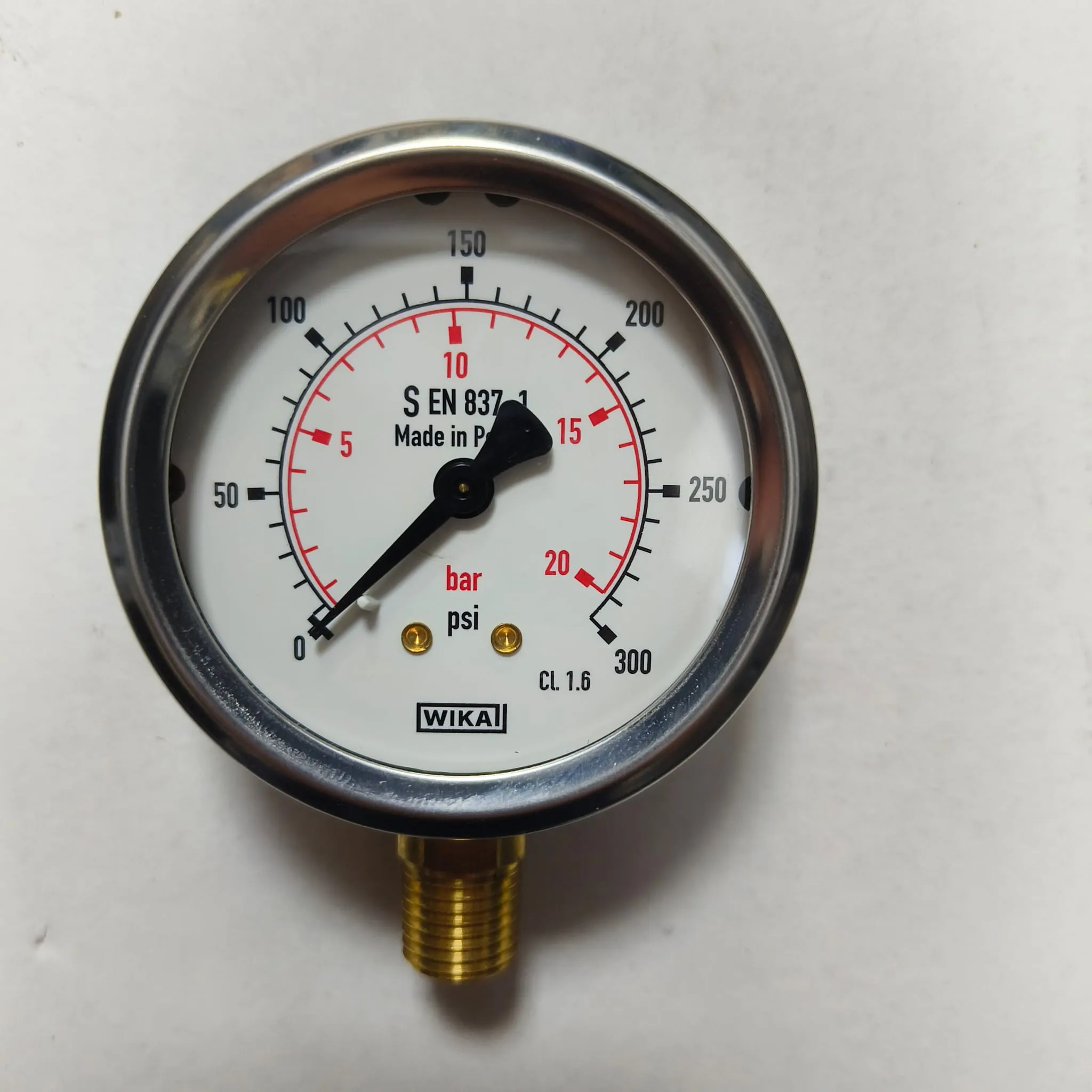 WIKA Pressure Gauge 213.53.063, 0...300 psi, Dual Scale, 2.5" Dial, 1/4" Male NPT Lower Mount, 14094912 - image 3