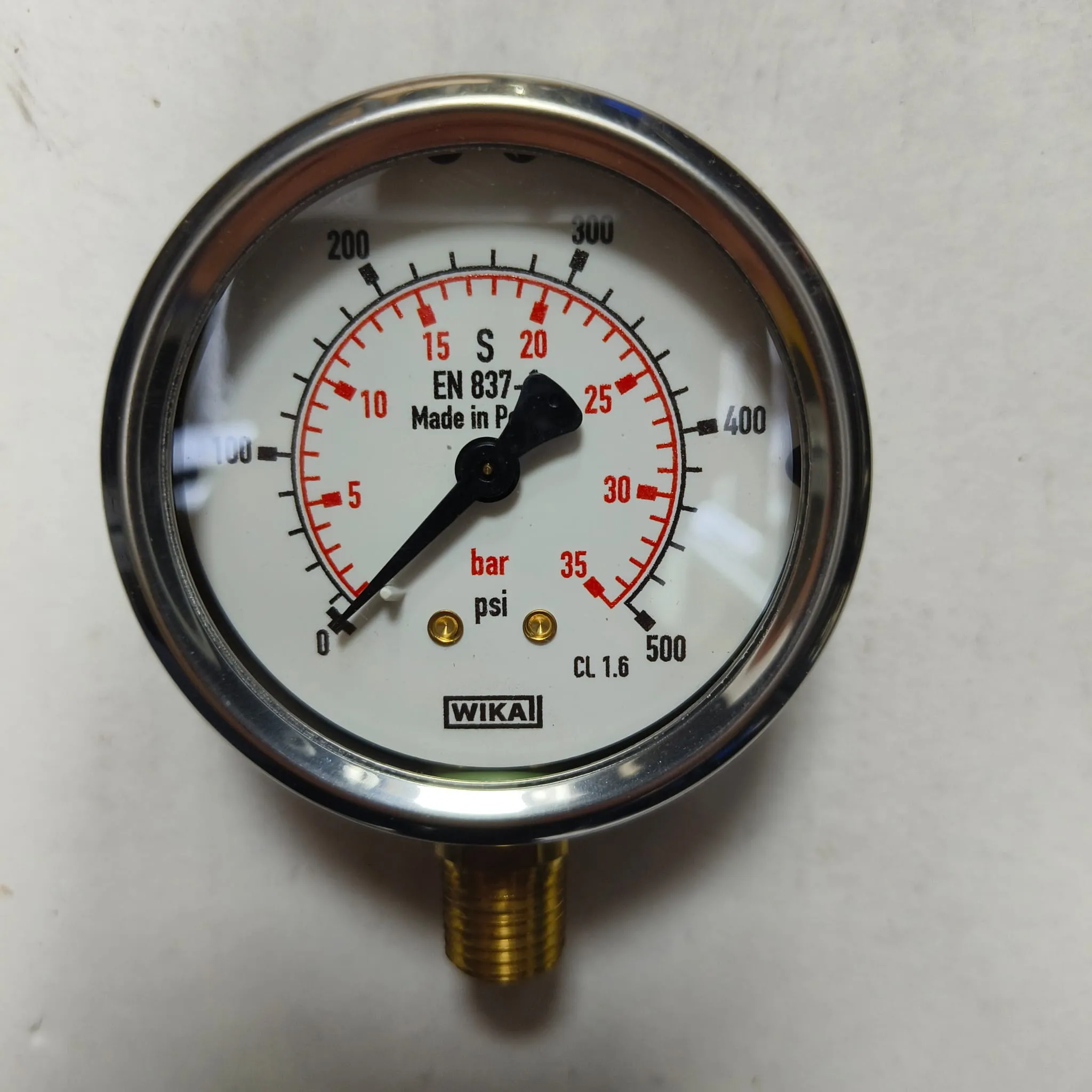 WIKA Pressure Gauge 213.53.063, 0...500 psi, Dual Scale, 2.5" Dial, 1/4" Male NPT Lower Mount, 39743691 - image 3