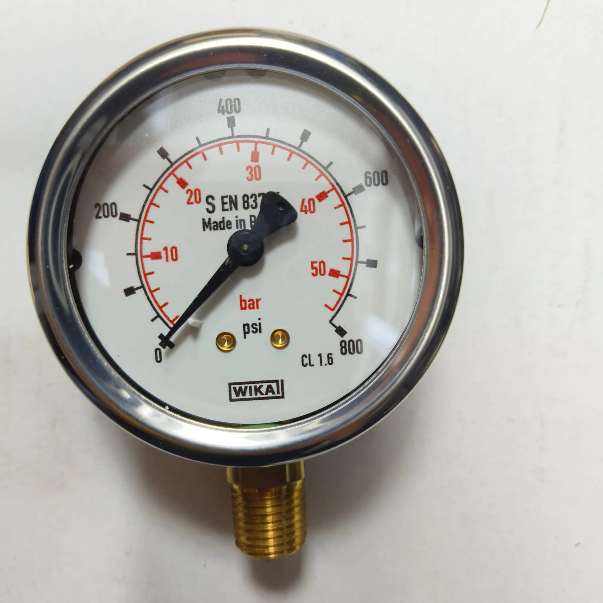 WIKA Pressure Gauge 213.53.063, 0...800 psi, Dual Scale, 2.5" Dial, 1/4" Male NPT Lower Mount, 39939460 - image 3