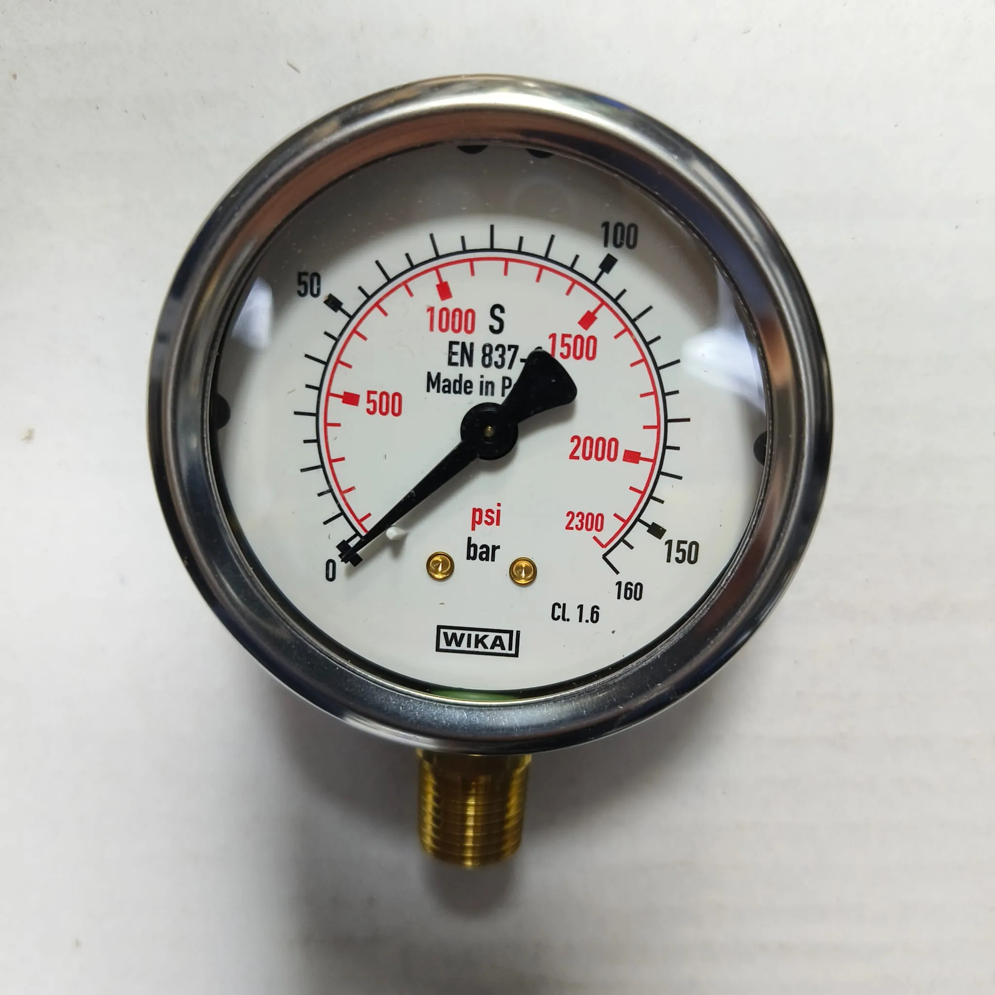 WIKA Pressure Gauge 213.53.063, 0...160 bar, Dual Scale, 2.5" Dial, 1/4" Male NPT Lower Mount, 39607178 - image 3