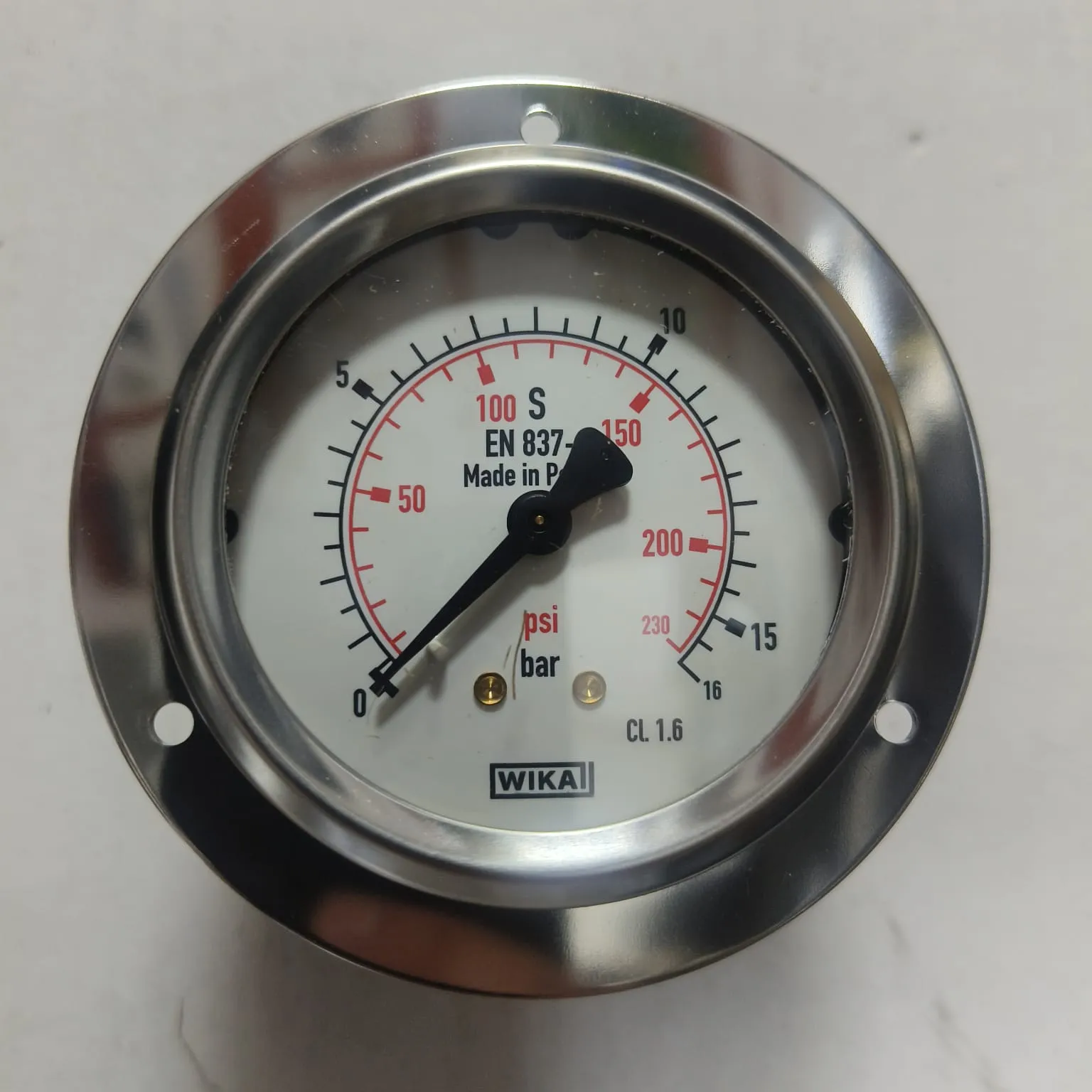 WIKA Pressure Gauge 213.53.063, 0...16 bar, Dual Scale, 2.5" Dial, 1/4" Male NPT Back Mount, 84154644 - image 3