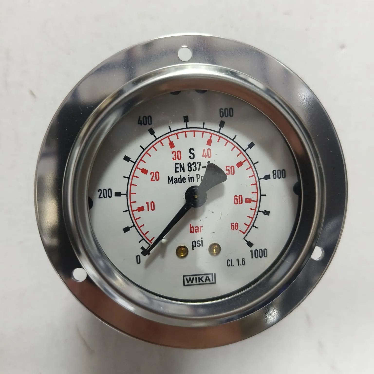 WIKA Pressure Gauge 213.53.063, 0...1000 psi, Dual Scale, 2.5" Dial, 1/4" Male NPT Back Mount, 39939496 - image 3