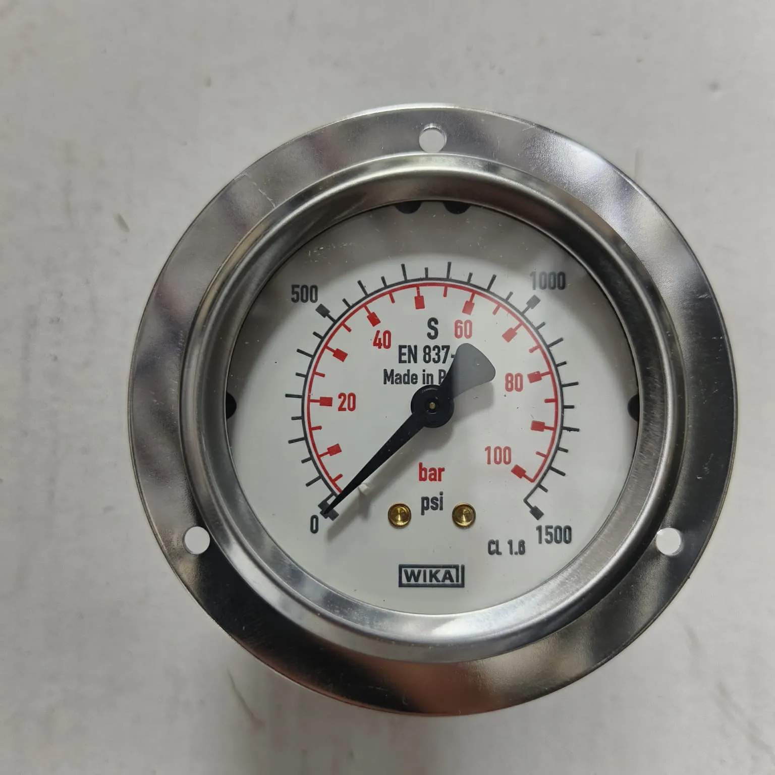 WIKA Pressure Gauge 213.53.063, 0...1500 psi, Dual Scale, 2.5" Dial, 1/4" Male NPT Back Mount, 39997874 - image 3