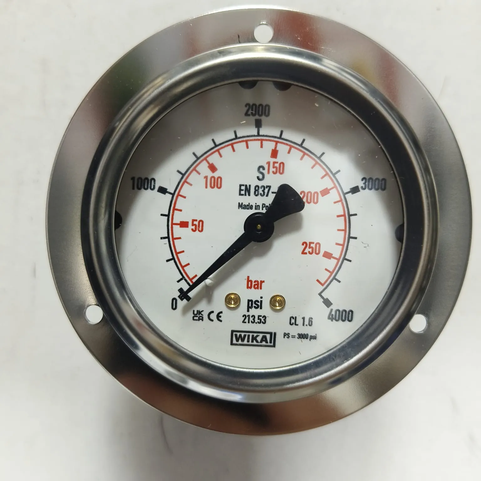 WIKA Pressure Gauge 213.53.063, 0...4000 psi, Dual Scale, 2.5" Dial, 1/4" Male NPT Back Mount, 84136327 - image 3