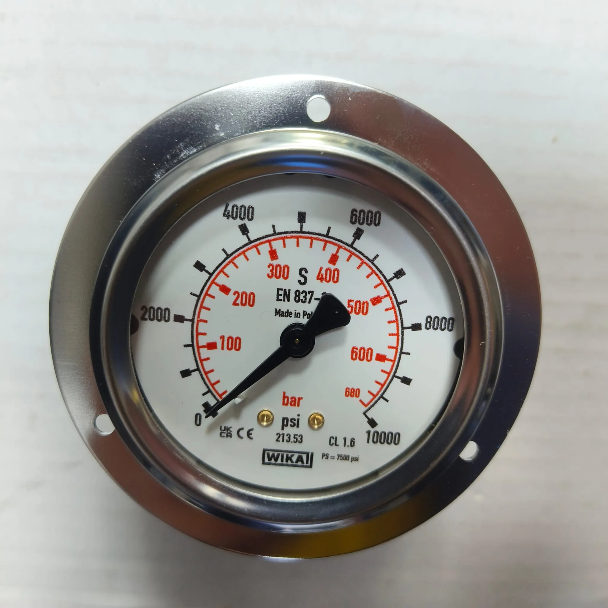WIKA Pressure Gauge 213.53.063, 0...10000 psi, Dual Scale, 2.5" Dial, 1/4" Male NPT Back Mount, 84171228 - image 3