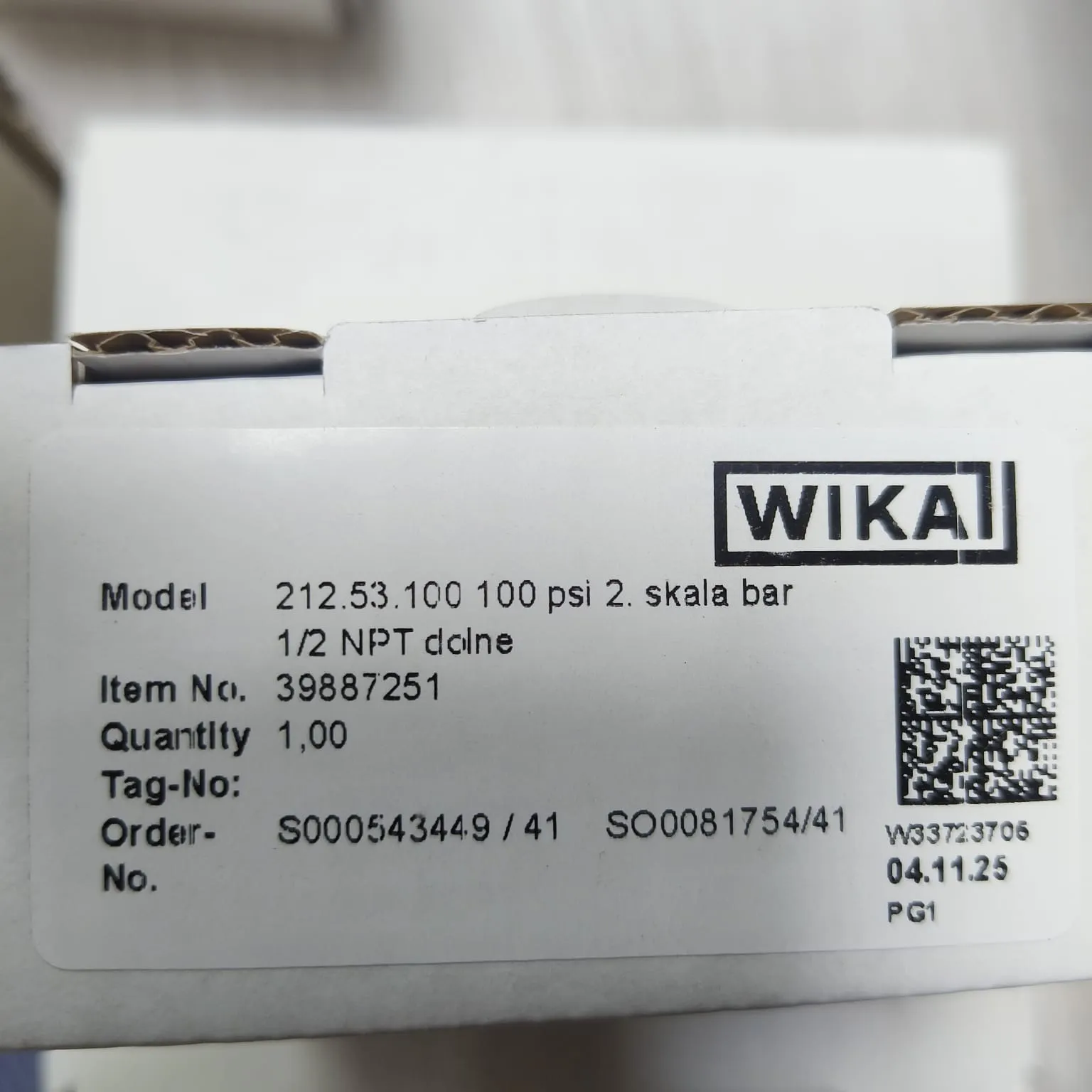 WIKA Pressure Gauge 212.53.100, 0...100 psi, Dual Scale, 4" Dial, 1/2" Male NPT Lower Mount, 39887251 - image 2