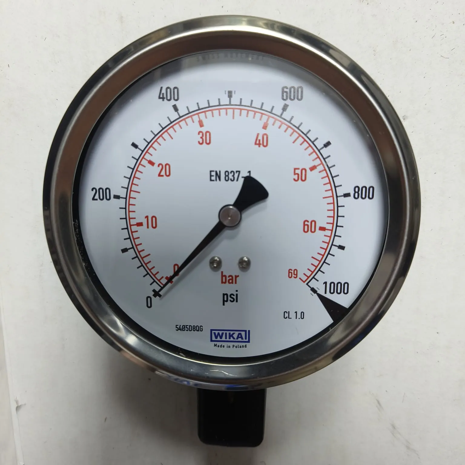 WIKA Pressure Gauge 212.53.100, 0...1000 psi, Dual Scale, 4" Dial, 1/2" Male NPT Lower Mount, 39887266 - image 3