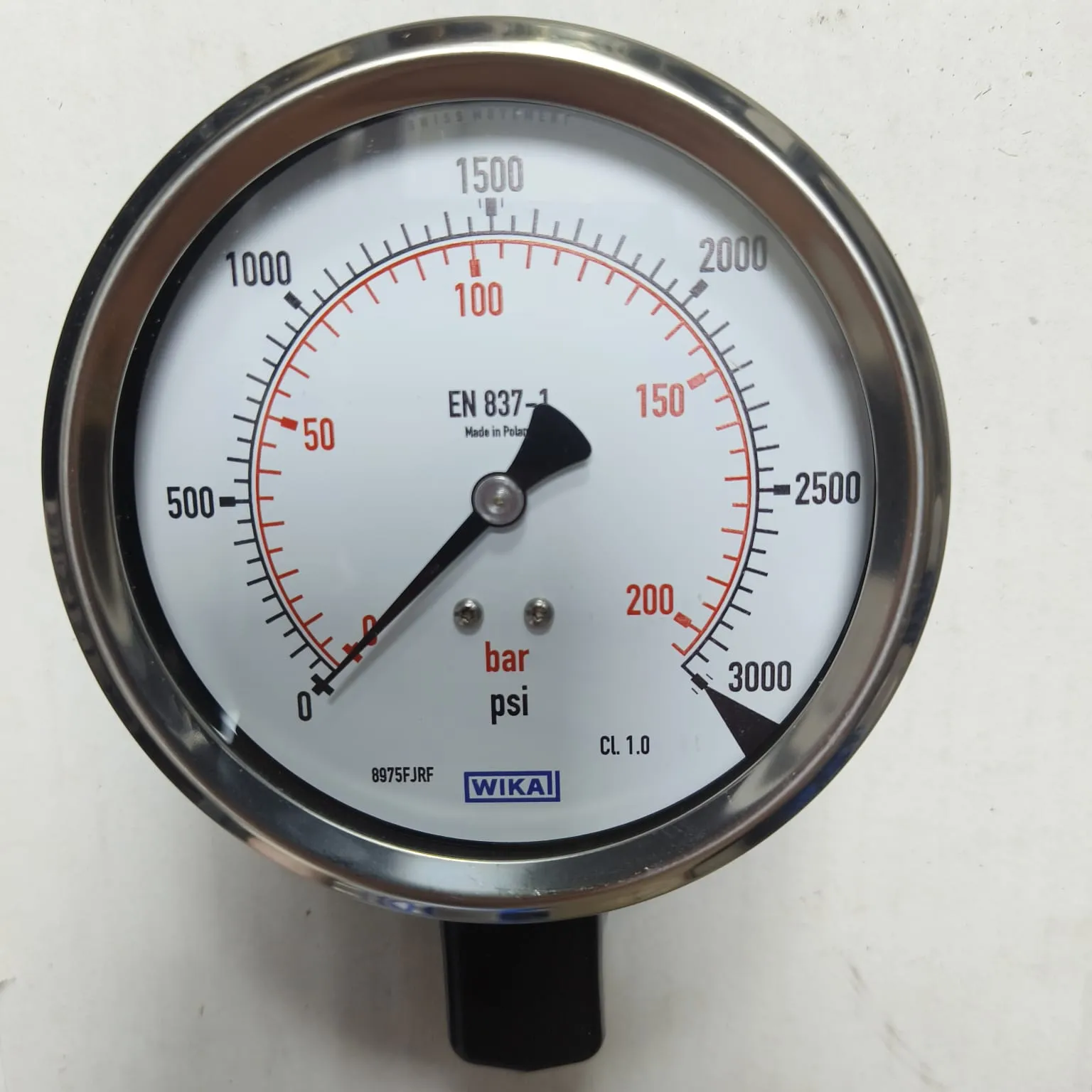 WIKA Pressure Gauge 212.53.100, 0...3000 psi, Dual Scale, 4" Dial, 1/2" Male NPT Lower Mount, 39887269 - image 3