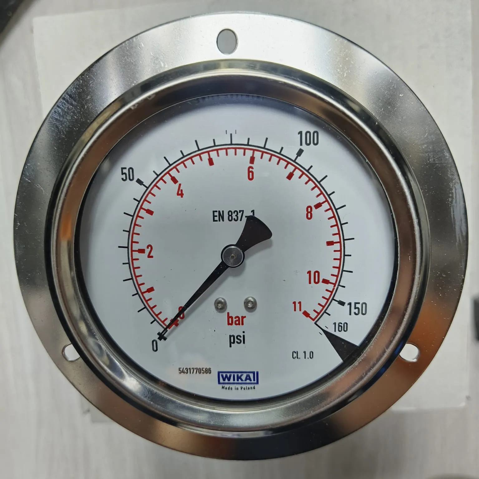 WIKA Pressure Gauge 213.53.100, 0...160 psi, Dual Scale, 4" Dial, 1/2" Male NPT Lower Back Mount, 31104986 - image 3