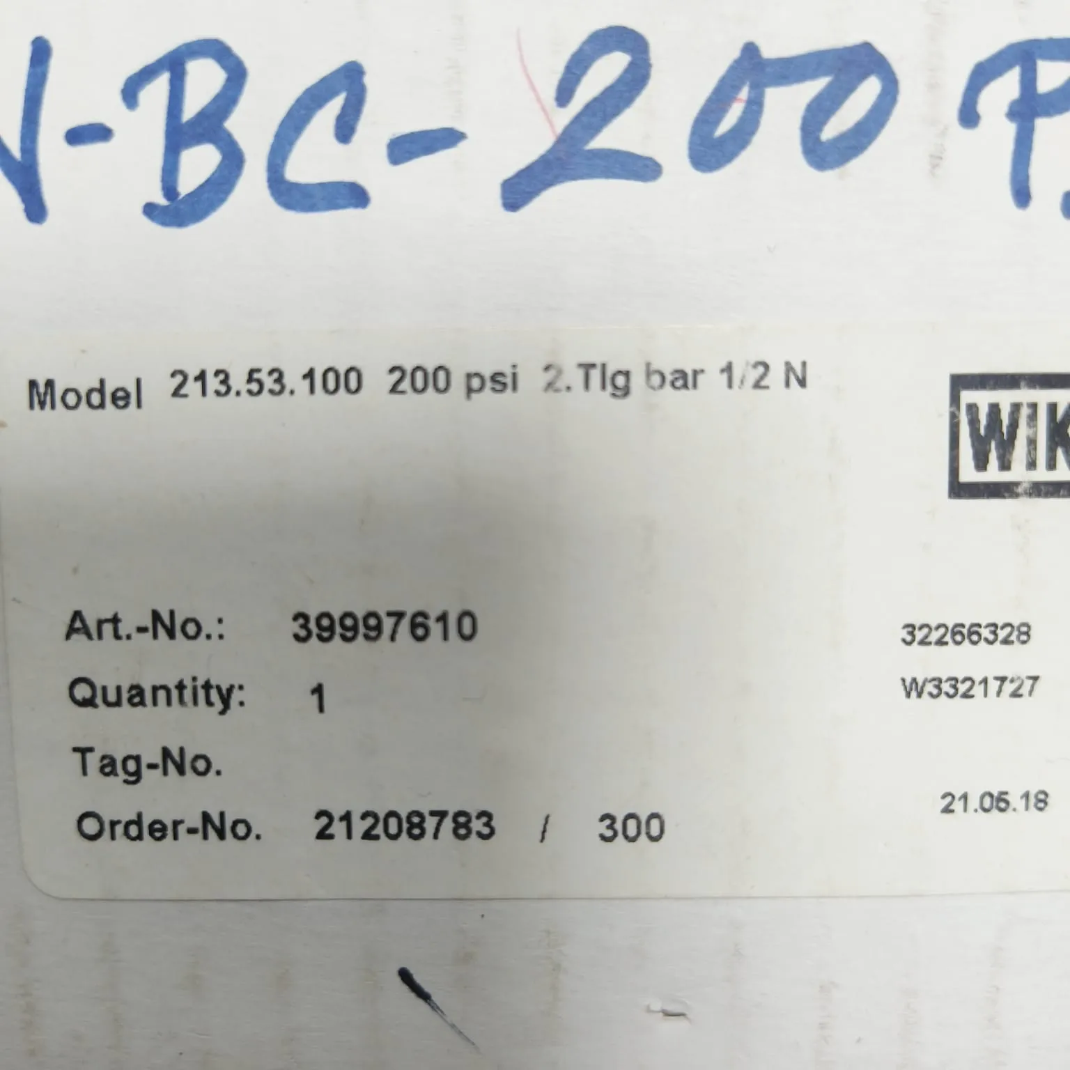 WIKA Pressure Gauge 212.53.100, 0...200 psi, Dual Scale, 4" Dial, 1/2" Male NPT Lower Mount, 39939596 - image 2