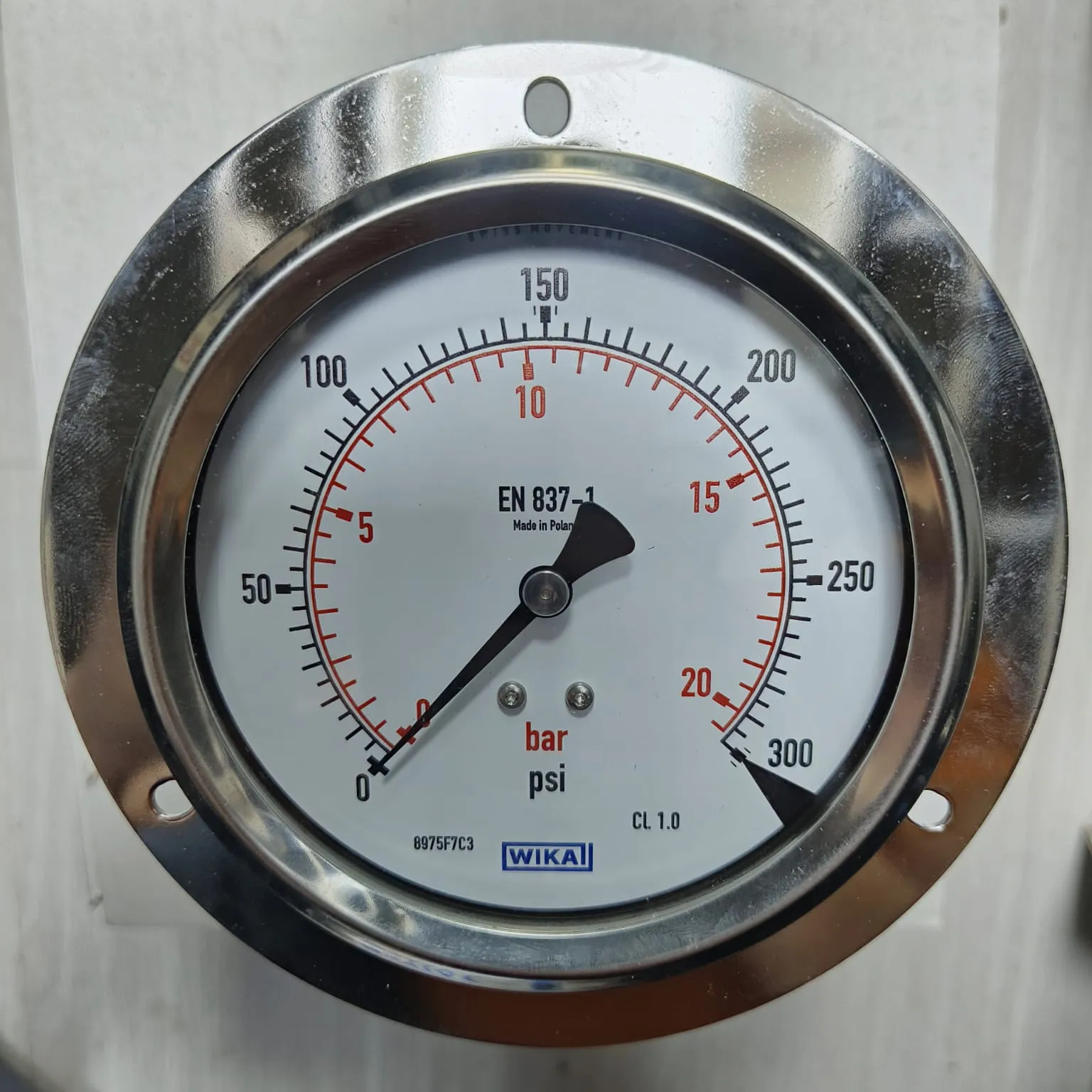 WIKA Pressure Gauge 213.53.100, 0...300 psi, Dual Scale, 4" Dial, 1/2" Male NPT Lower Back Mount, 39999515 - image 3