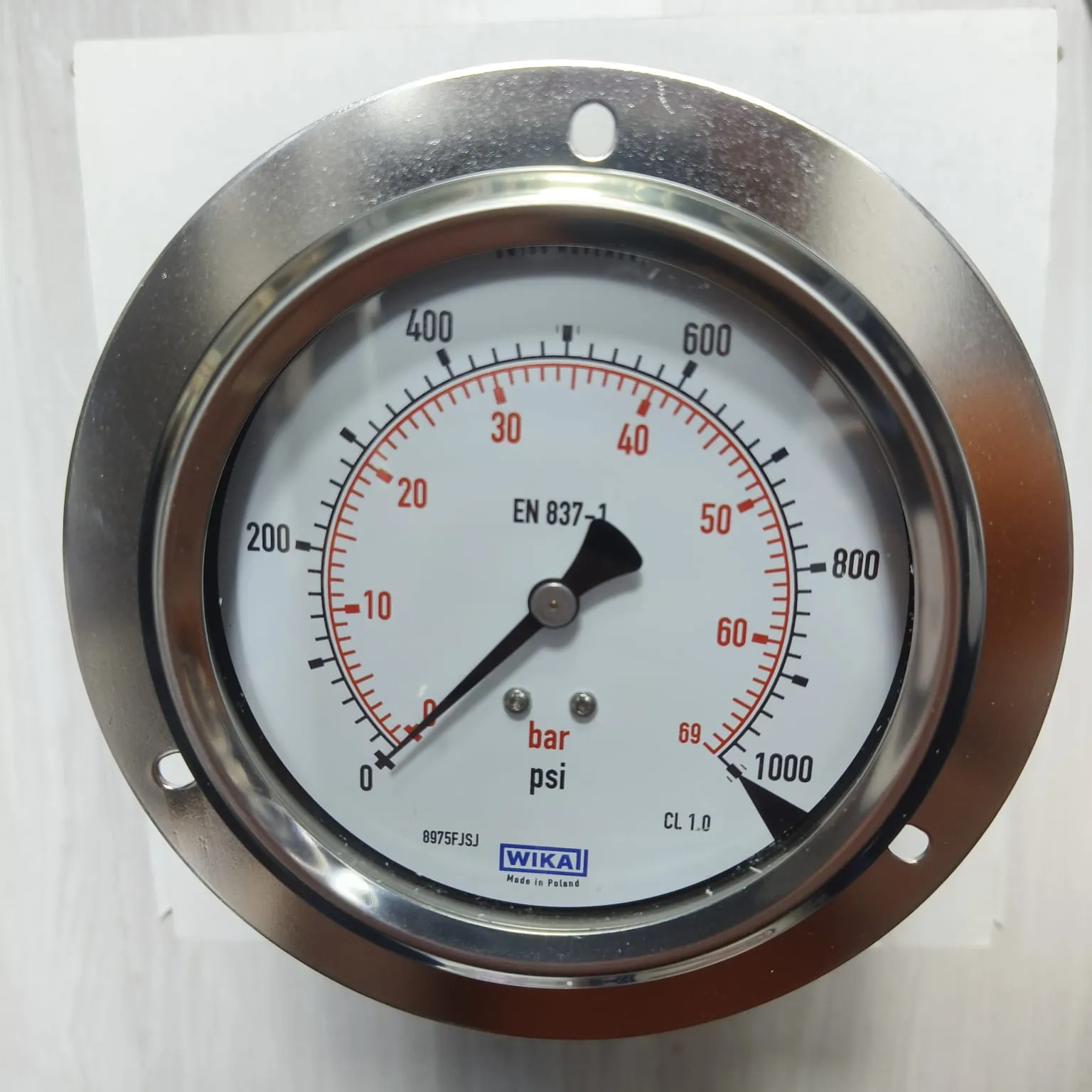 WIKA Pressure Gauge 213.53.100, 0...1000 psi, Dual Scale, 4" Dial, 1/2" Male NPT Lower Back Mount, 39001831 - image 3