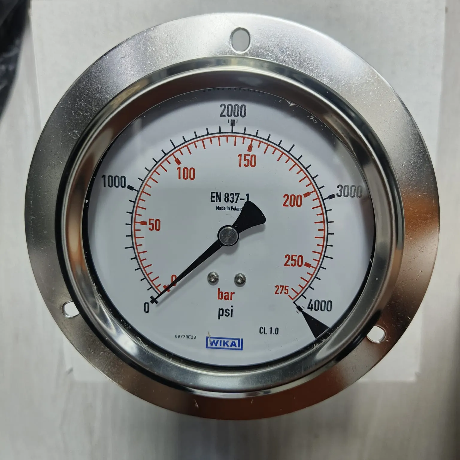 WIKA Pressure Gauge 213.53.100, 0...4000 psi, Dual Scale, 4" Dial, 1/2" Male NPT Lower Back Mount, 84254741 - image 3