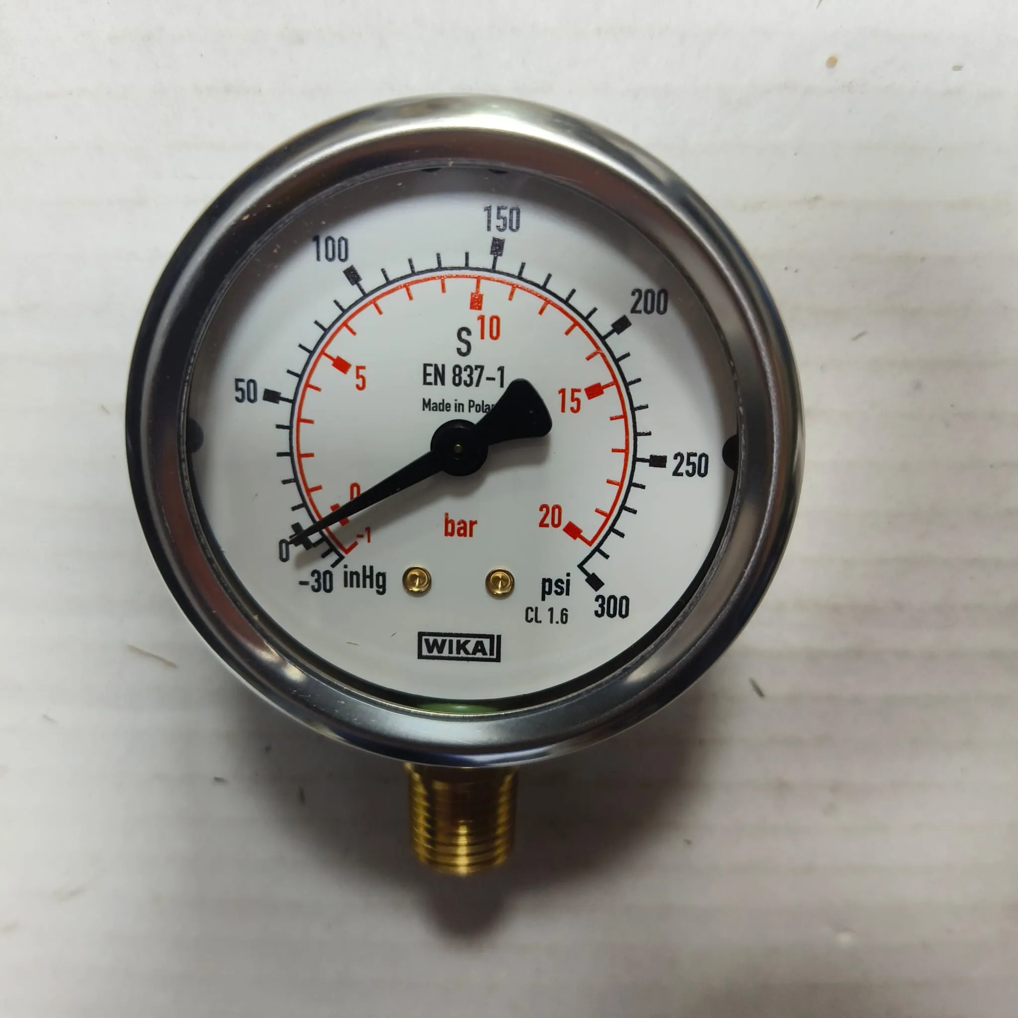 WIKA Compound Gauge 213.53.063, -30 inHg...+300 psi, Dual Scale, 2.5" Dial, 1/4" Male NPT Lower Mount, 84254748 - image 3