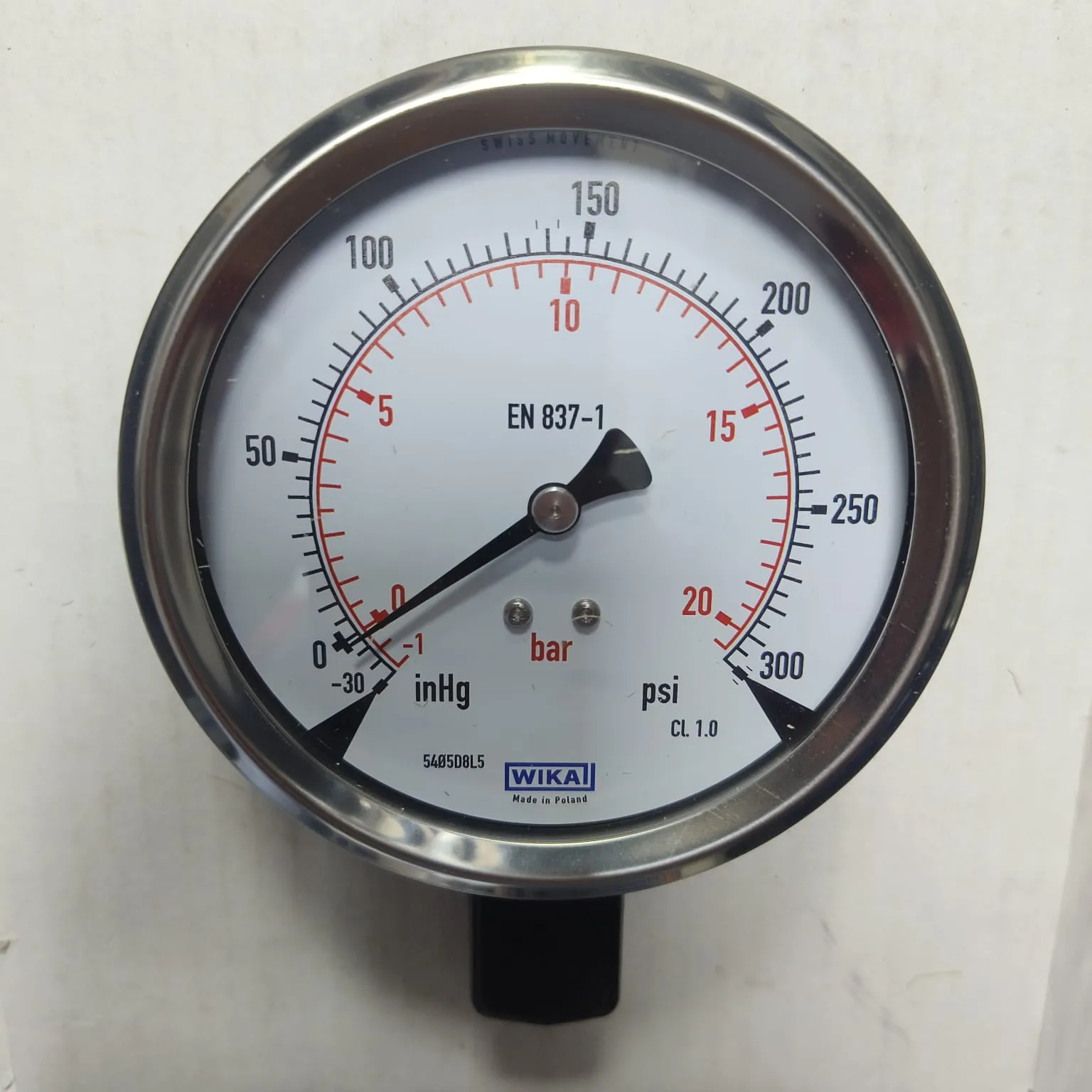 WIKA Compound Gauge 213.53.100, -30 inHg...+300 psi, Dual Scale, 4" Dial, 1/2" Male NPT Lower Mount, 31104965 - image 3