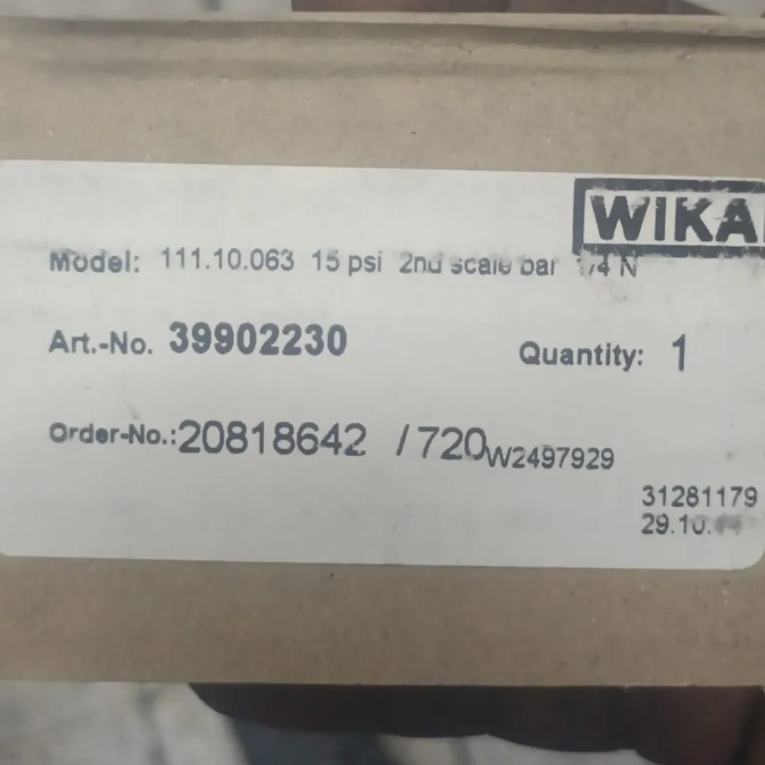 WIKA Pressure Gauge 111.10.063, 0...15 psi, Dry Black Steel Case, Dual Scale, 2.5" Dial, 1/4" Male NPT Lower Mount, 39902230 - image 2