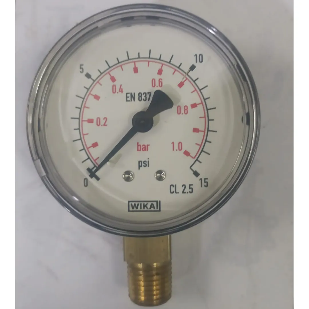 WIKA Pressure Gauge 111.10.063, 0...15 psi, Dry Black Steel Case, Dual Scale, 2.5" Dial, 1/4" Male NPT Lower Mount, 39902230 - image 3