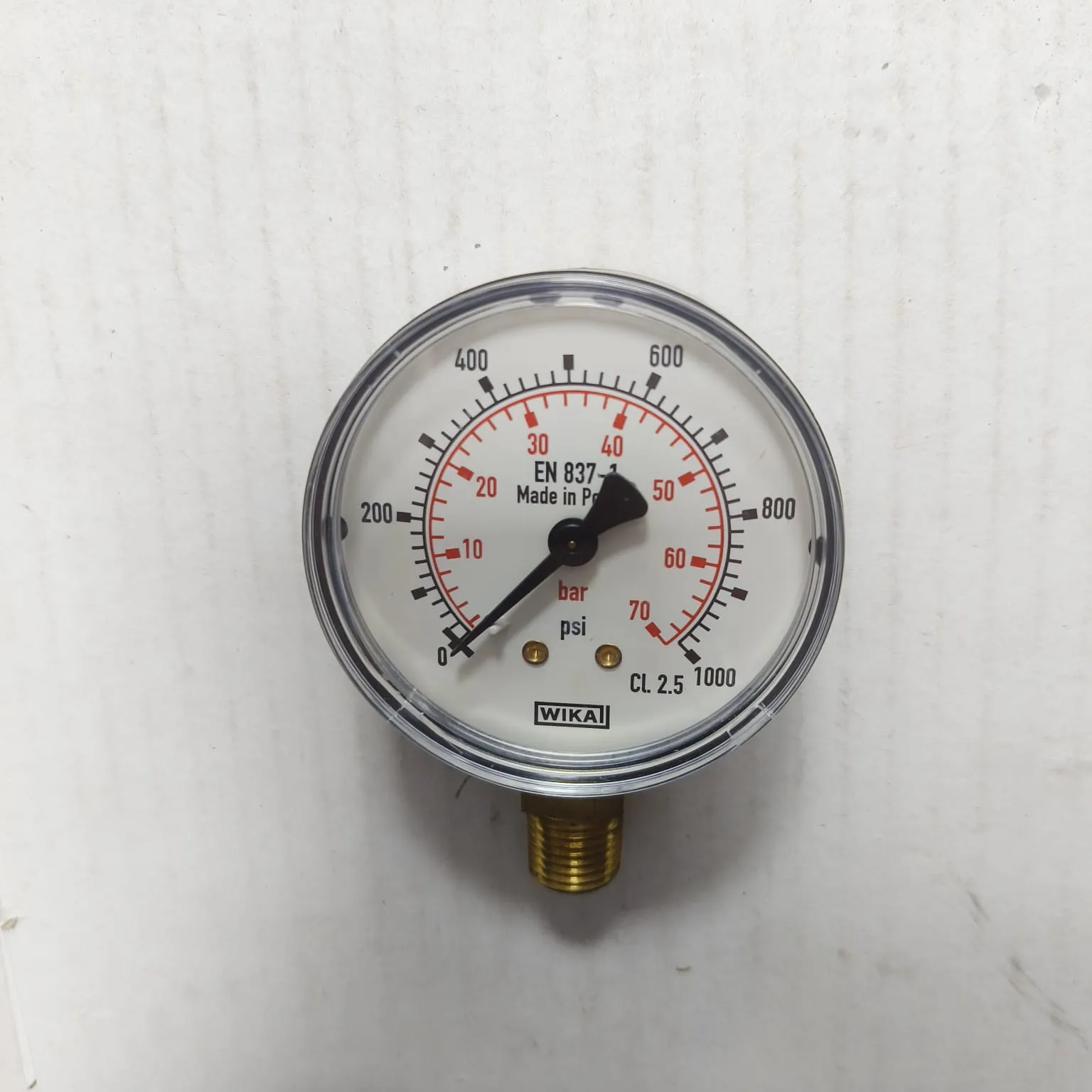 WIKA Pressure Gauge 111.10.063, 0...1000 psi, Dry Black Plastic Case, Dual Scale, 2.5" Dial, 1/4" Male NPT Lower Mount, 13379021 - image 3
