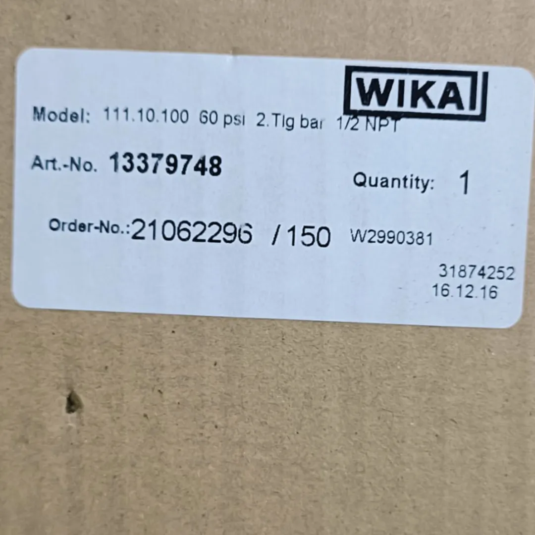 WIKA Pressure Gauge 111.10.100, 0...60 psi, Dry Black Plastic Case, Dual Scale, 4" Dial, 1/2" Male NPT Lower Mount, 13379748 - image 2