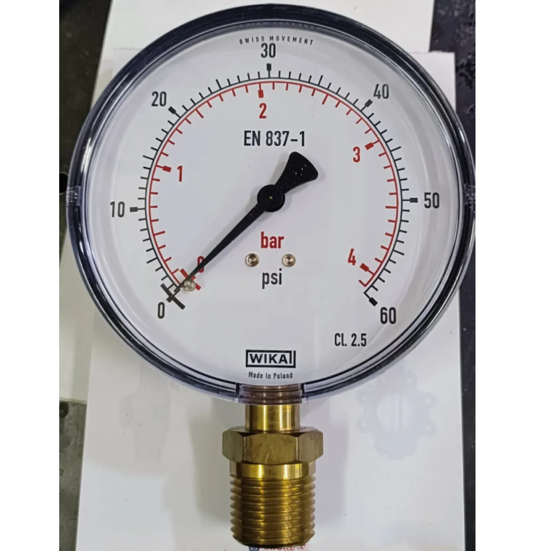 WIKA Pressure Gauge 111.10.100, 0...60 psi, Dry Black Plastic Case, Dual Scale, 4" Dial, 1/2" Male NPT Lower Mount, 13379748 - image 3