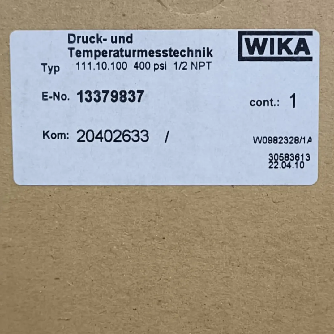 WIKA Pressure Gauge 111.10.100, 0...400 psi, Dry Black Plastic Case, Dual Scale, 4" Dial, 1/2" Male NPT Lower Mount, 13379837 - image 2
