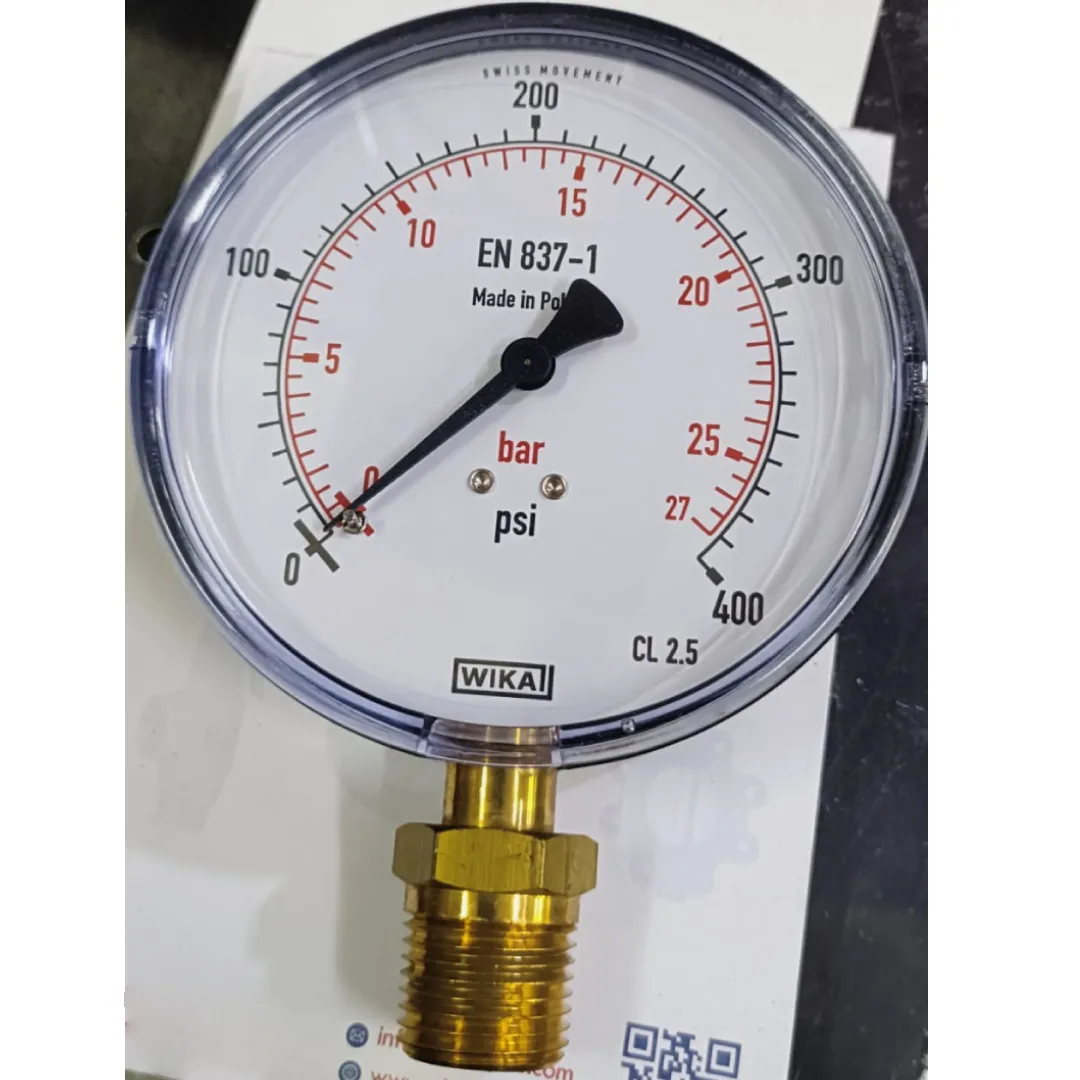 WIKA Pressure Gauge 111.10.100, 0...400 psi, Dry Black Plastic Case, Dual Scale, 4" Dial, 1/2" Male NPT Lower Mount, 13379837 - image 3