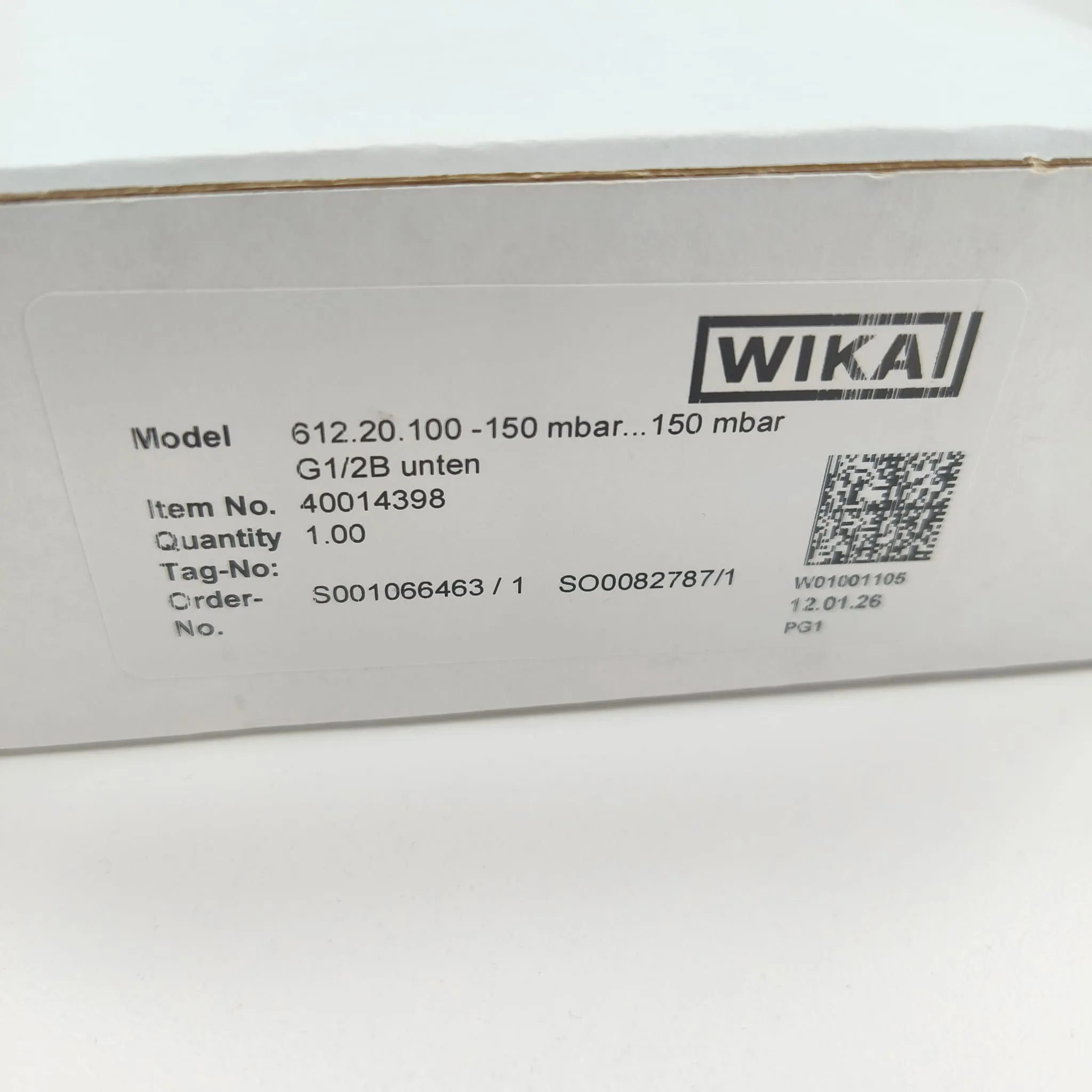 WIKA Capsule Pressure Gauge Model 612.20.100, -150 to 150 mbar, 4" Dial, G 1/2" BSPP Thread, Lower Mount, 40014398 - image 2
