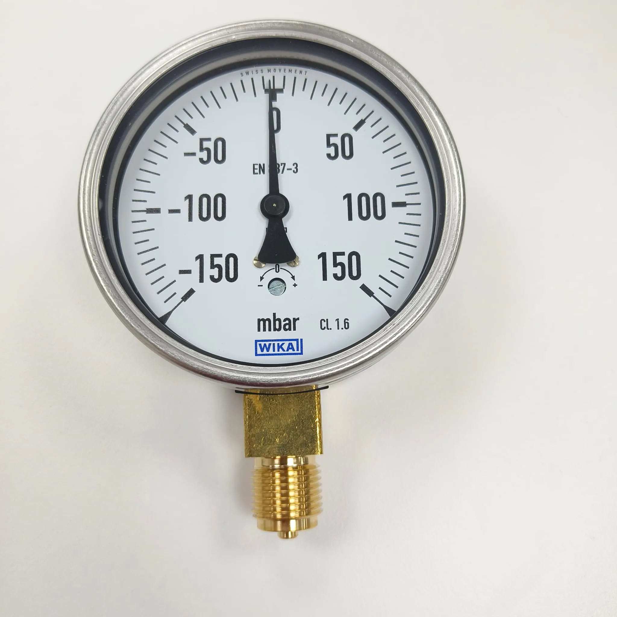 WIKA Capsule Pressure Gauge Model 612.20.100, -150 to 150 mbar, 4" Dial, G 1/2" BSPP Thread, Lower Mount, 40014398 - image 3